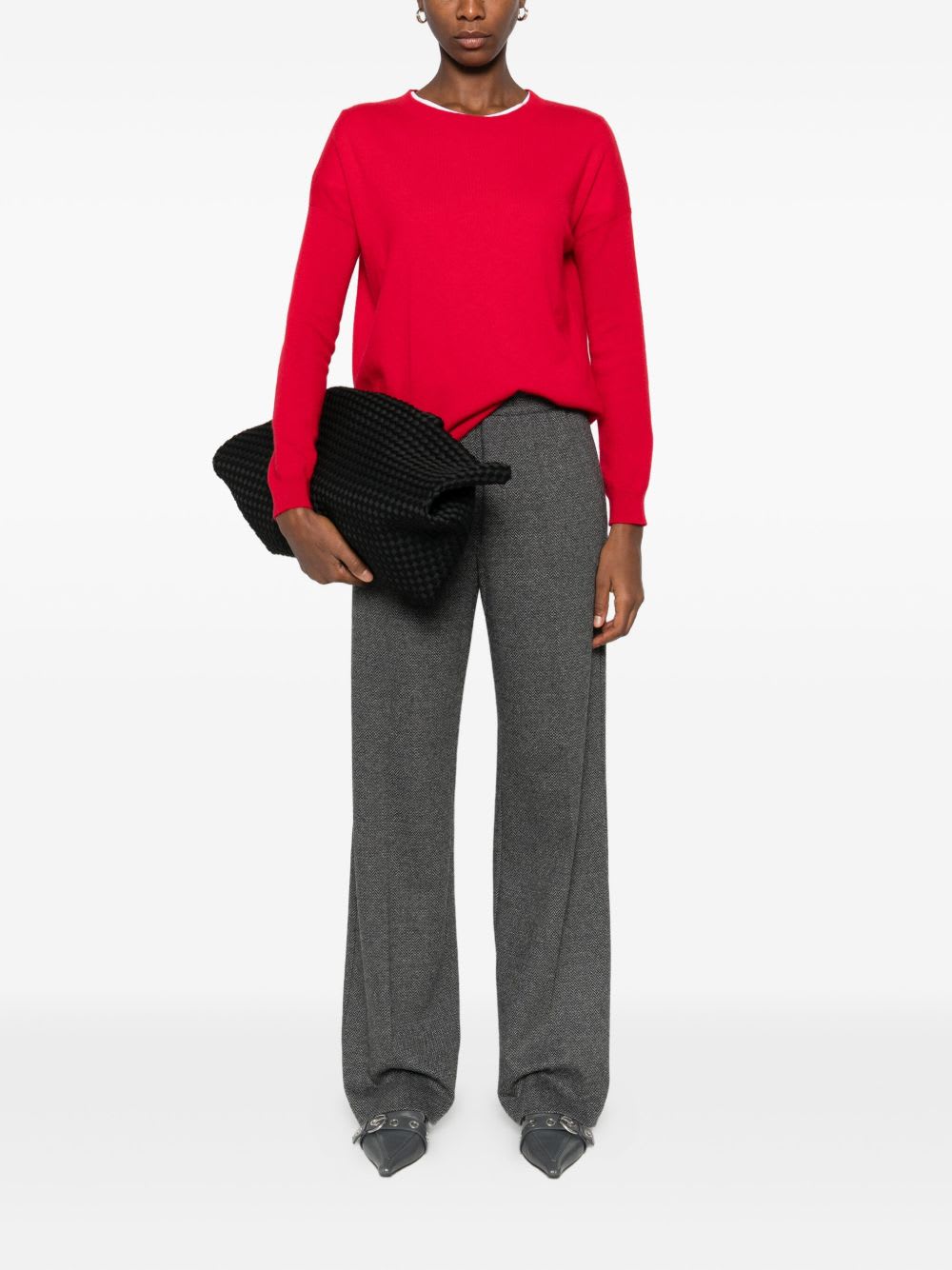 Lisa Yang Bright Red Crew-neck Long-sleeve Sweater In Red