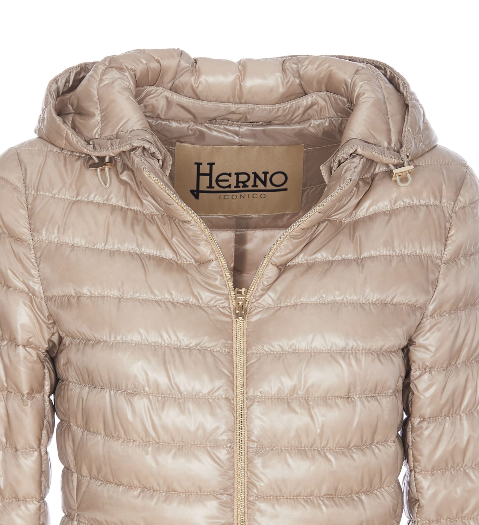 Herno Drawstring Hooded Puffer Parka In Beige
