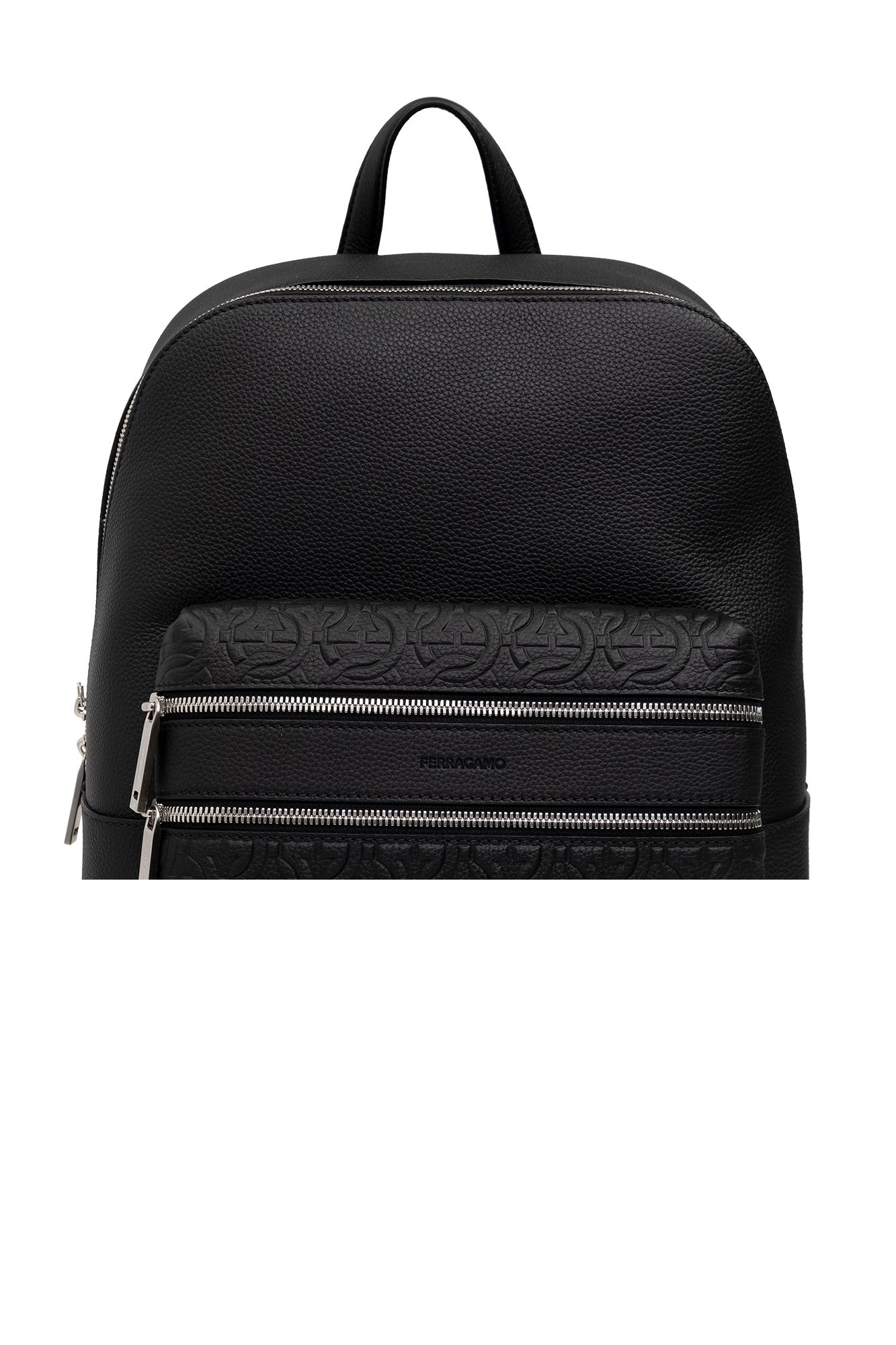 FERRAGAMO Embossed Cross-Grain Leather Backpack for Men