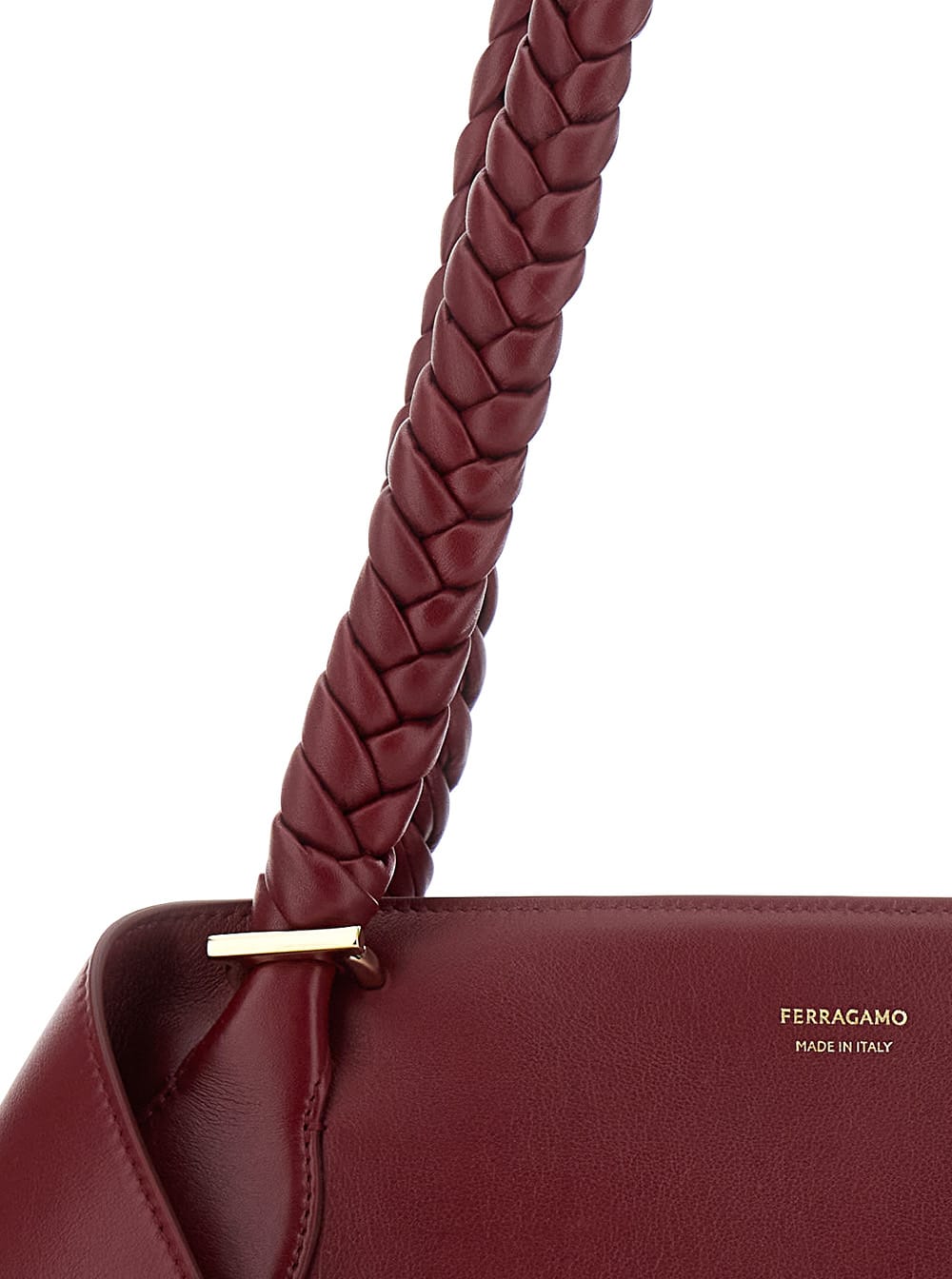 Ferragamo The Scarf Bag Bordeaux Shoulder Bag With Braided Handles And Folded Corners In Leather Woman In Burgundy