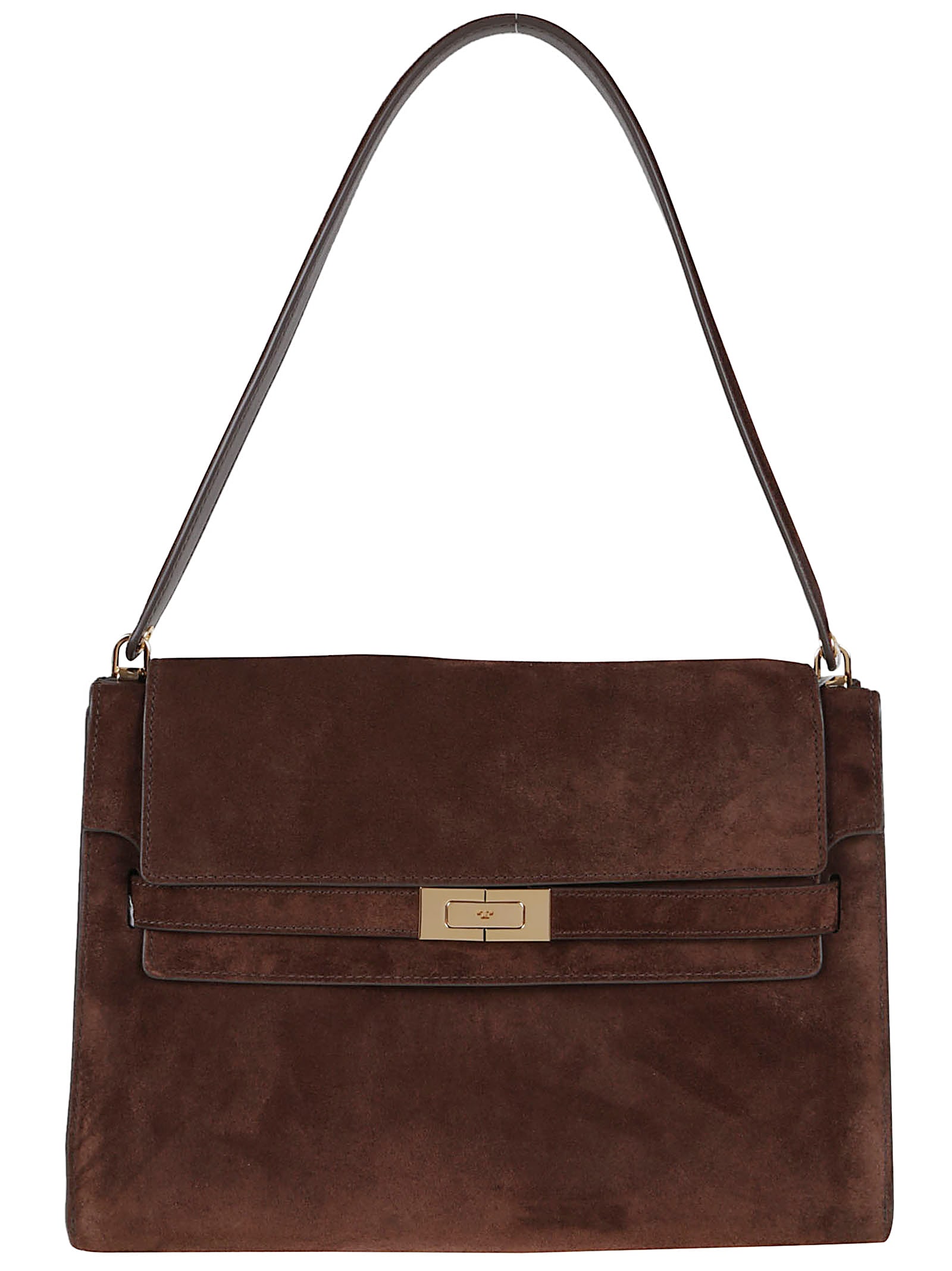Tory Burch Lee Radziwill Suede Large Shoulder Bag In Brown