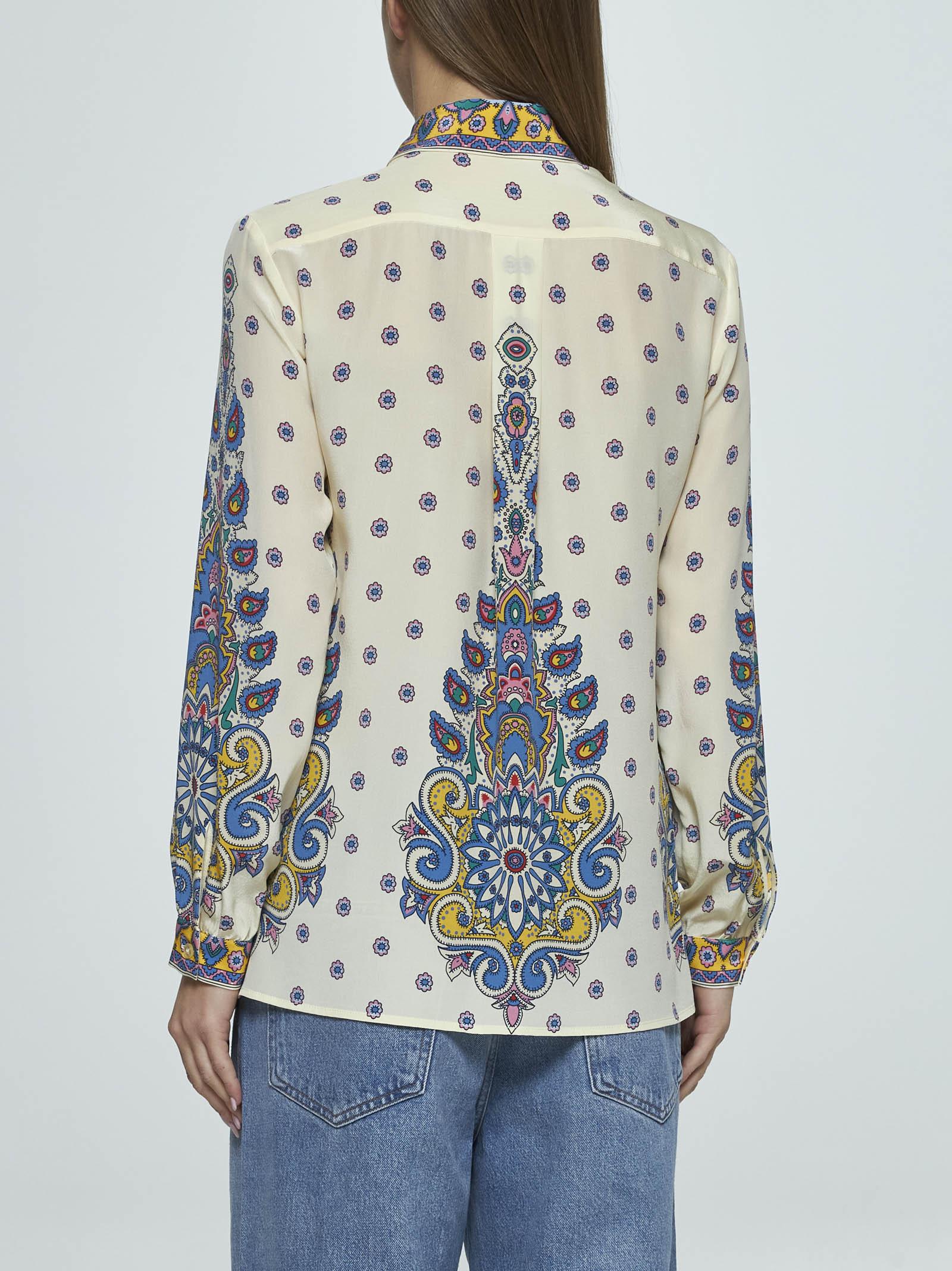 Etro Ivory Paisley Print Silk Twill Shirt In Neutrals