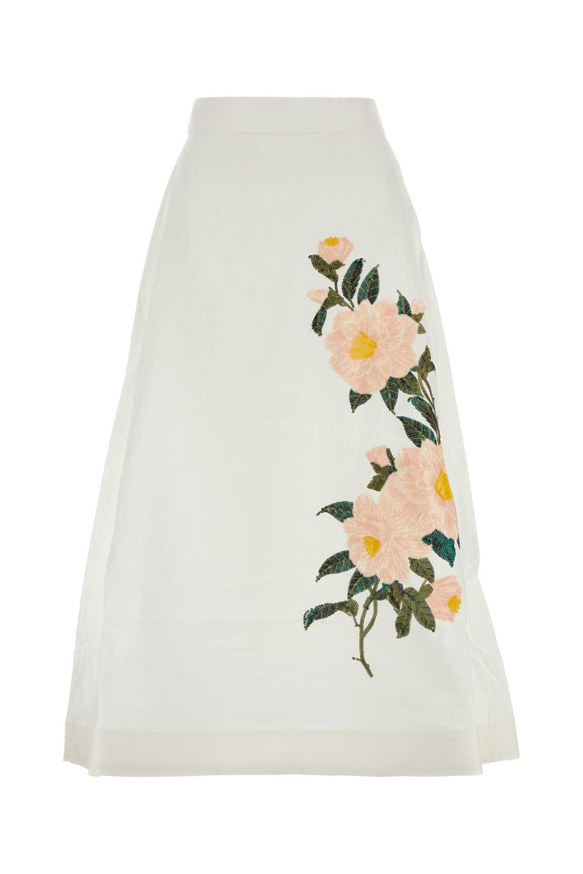 ZIMMERMANN WHITE LINEN SKIRT