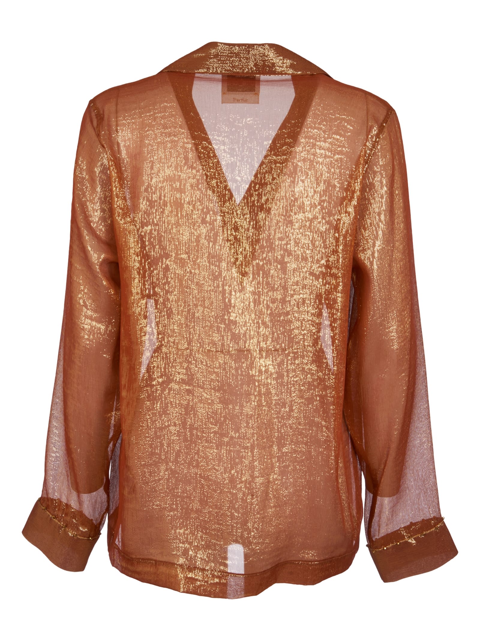 Shop Forte Forte Shiny Buttoned Shirt In Bronze