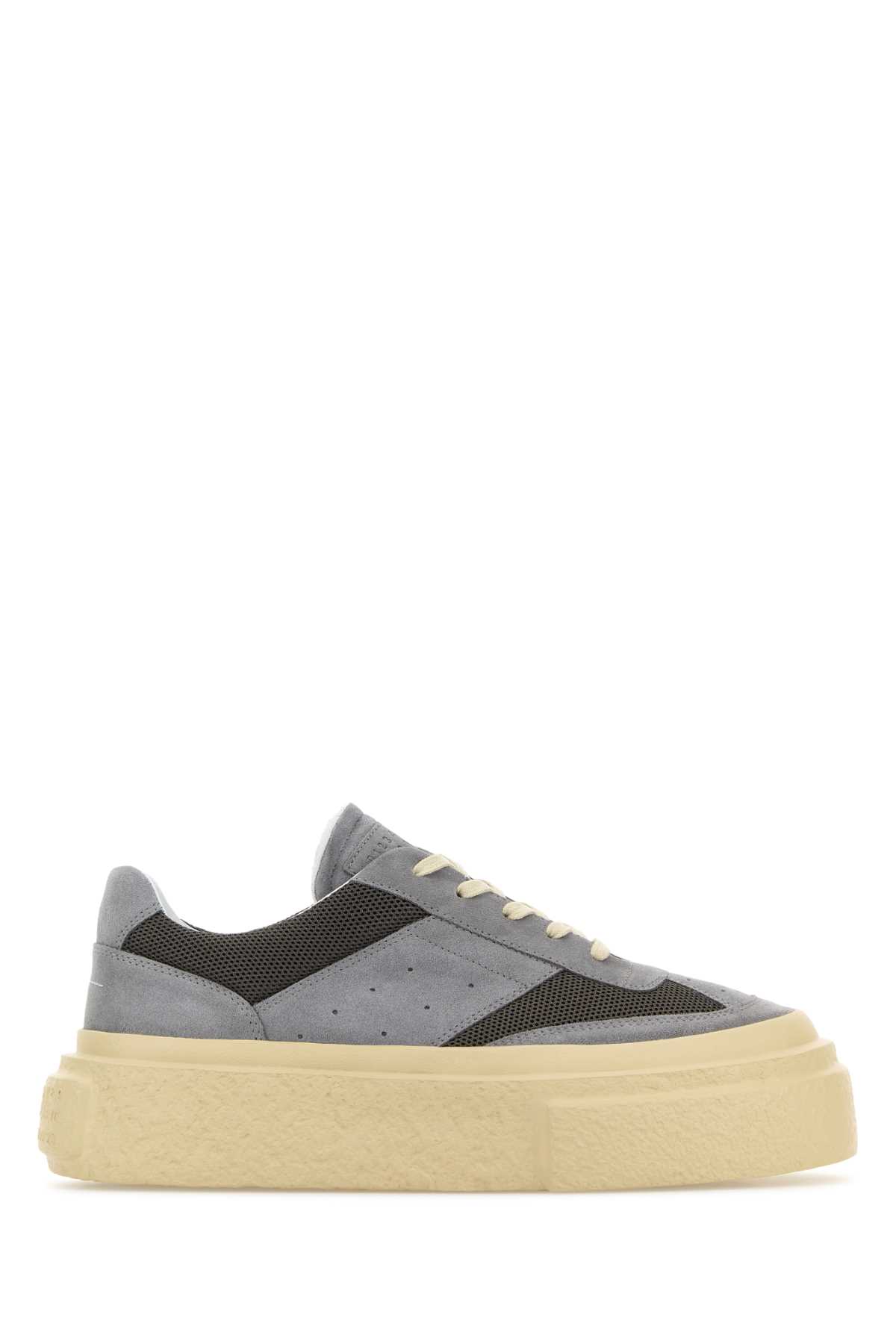 Grey Suede And Mesh Sneakers