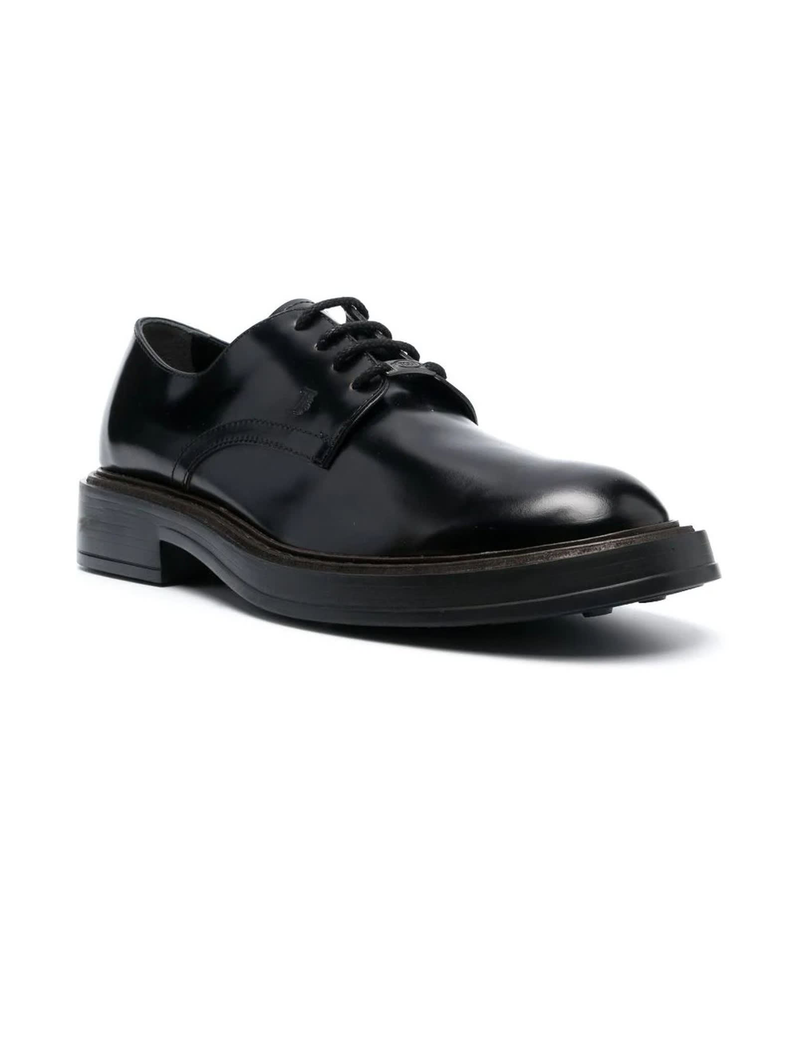 Shop Tod's Black Leather Upper Laces-up