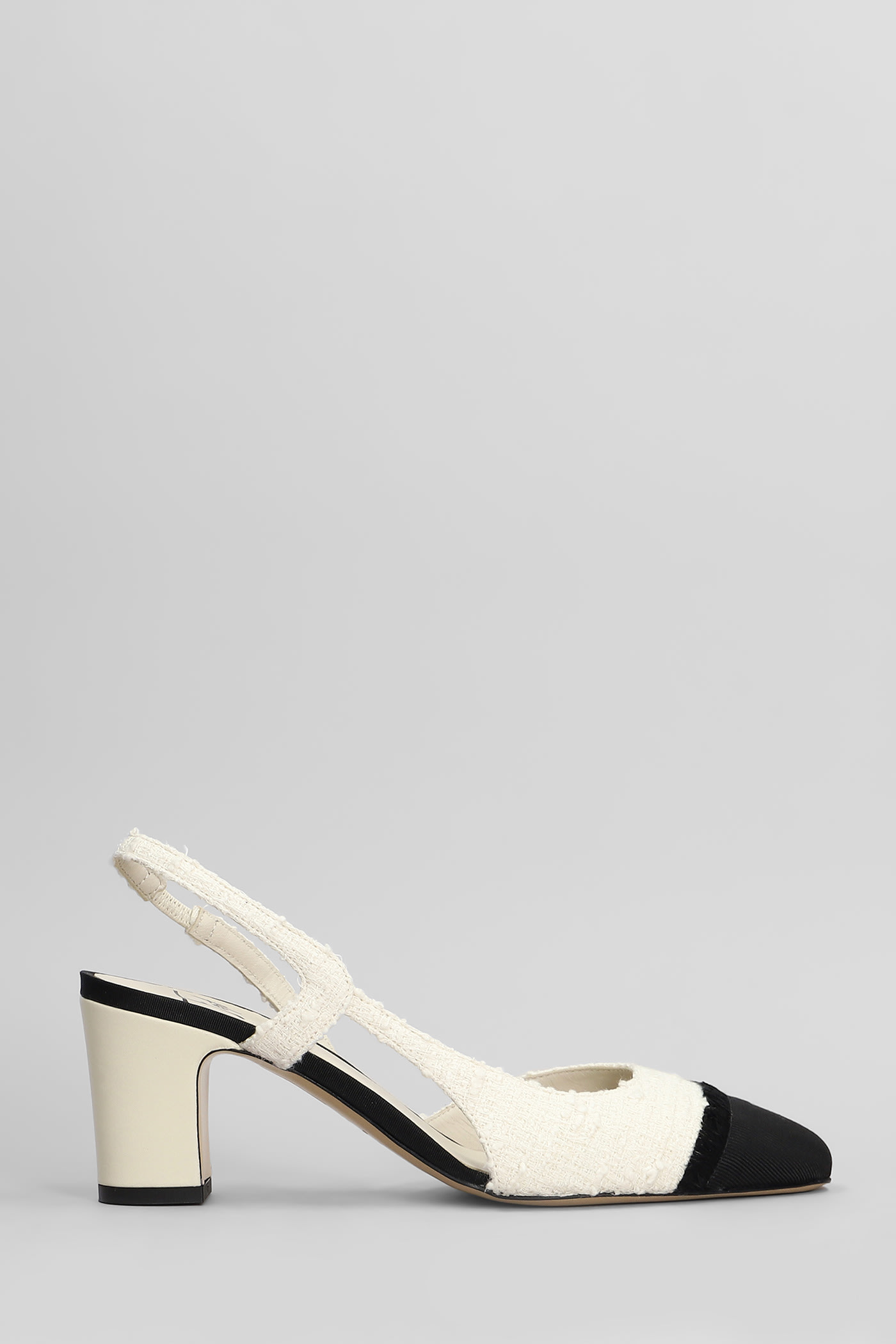 Ficus Pumps In Beige Leather And Fabric