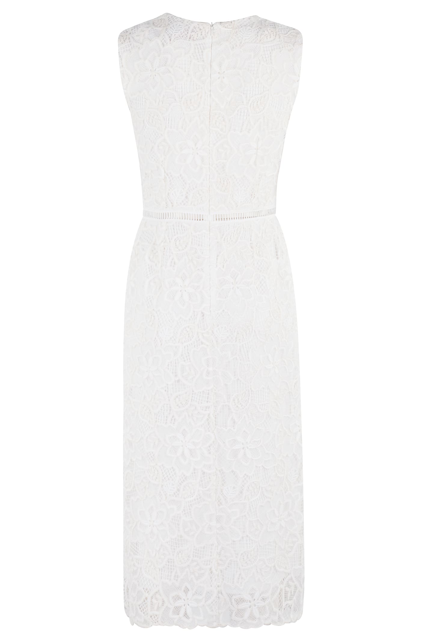 Ermanno Firenze Lace-detailing Midi Dress In Off White