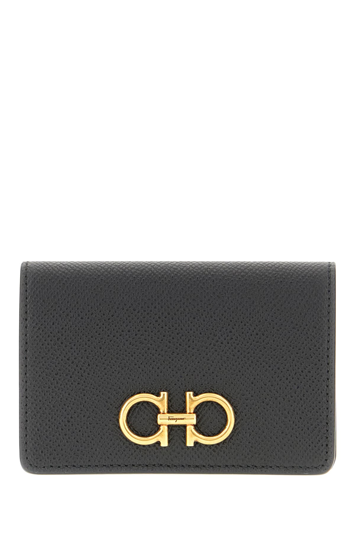 Ferragamo Black Leather Card Holder In 005