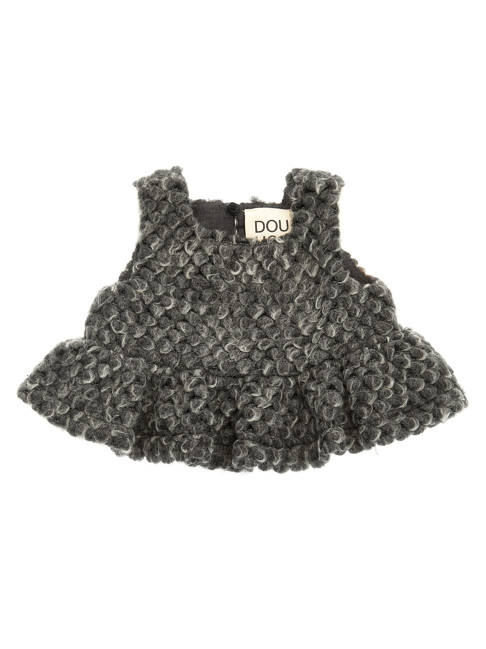 Shop Douuod Flounced Knit Top In Gray