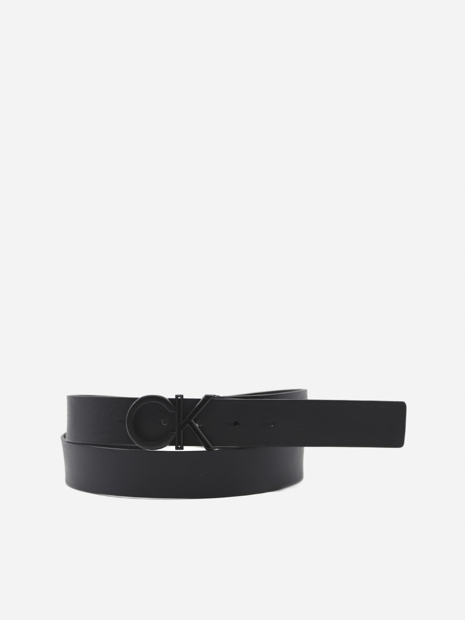 Calvin Klein Leather Belt With Logoed Buckle