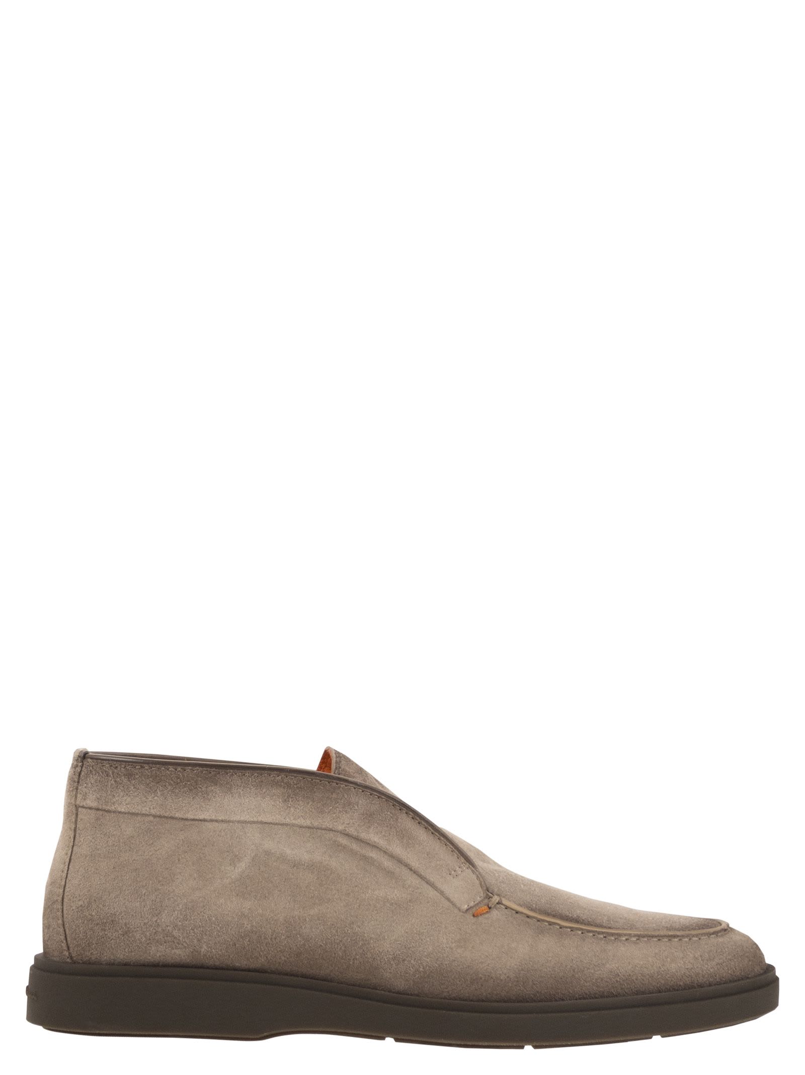 Santoni Suede Leather Desert Boot In Brown
