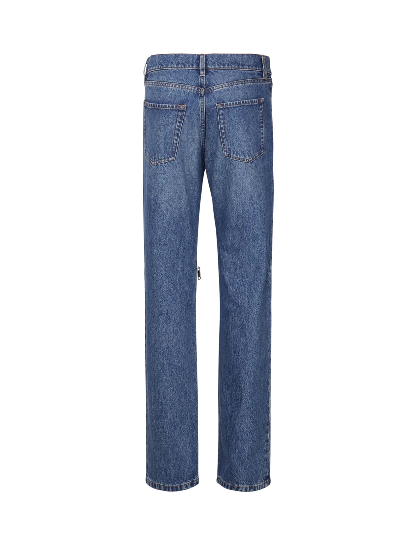 Shop Coperni Cotton Jeans With Zip On The Knees In Blue