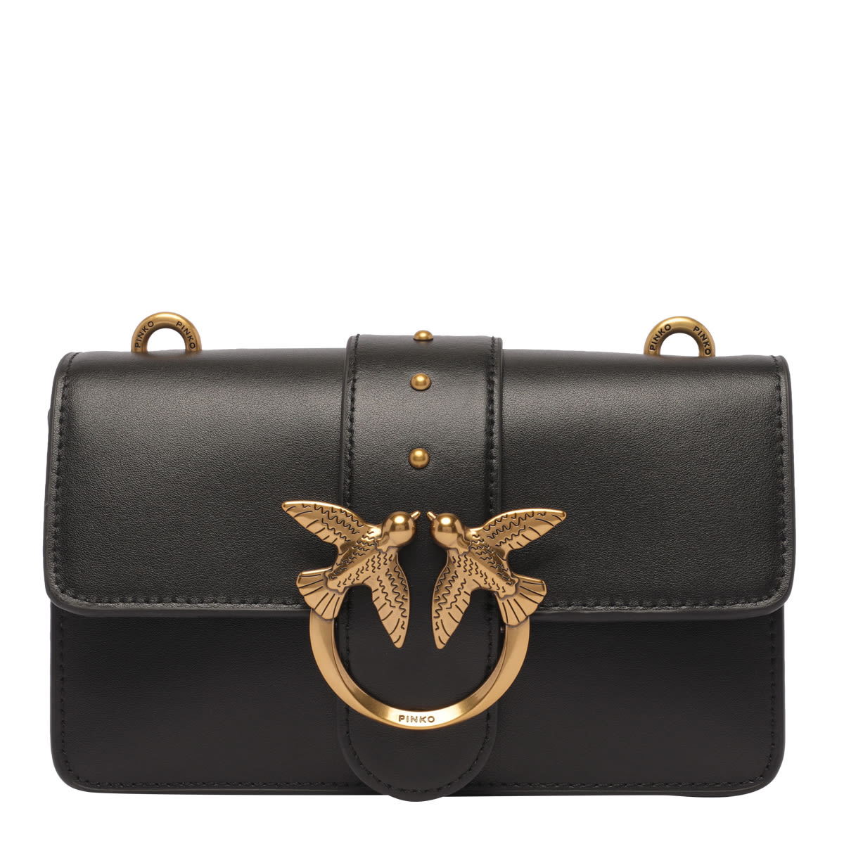 Shop Pinko Mini Love One Crossbody Bag In Black