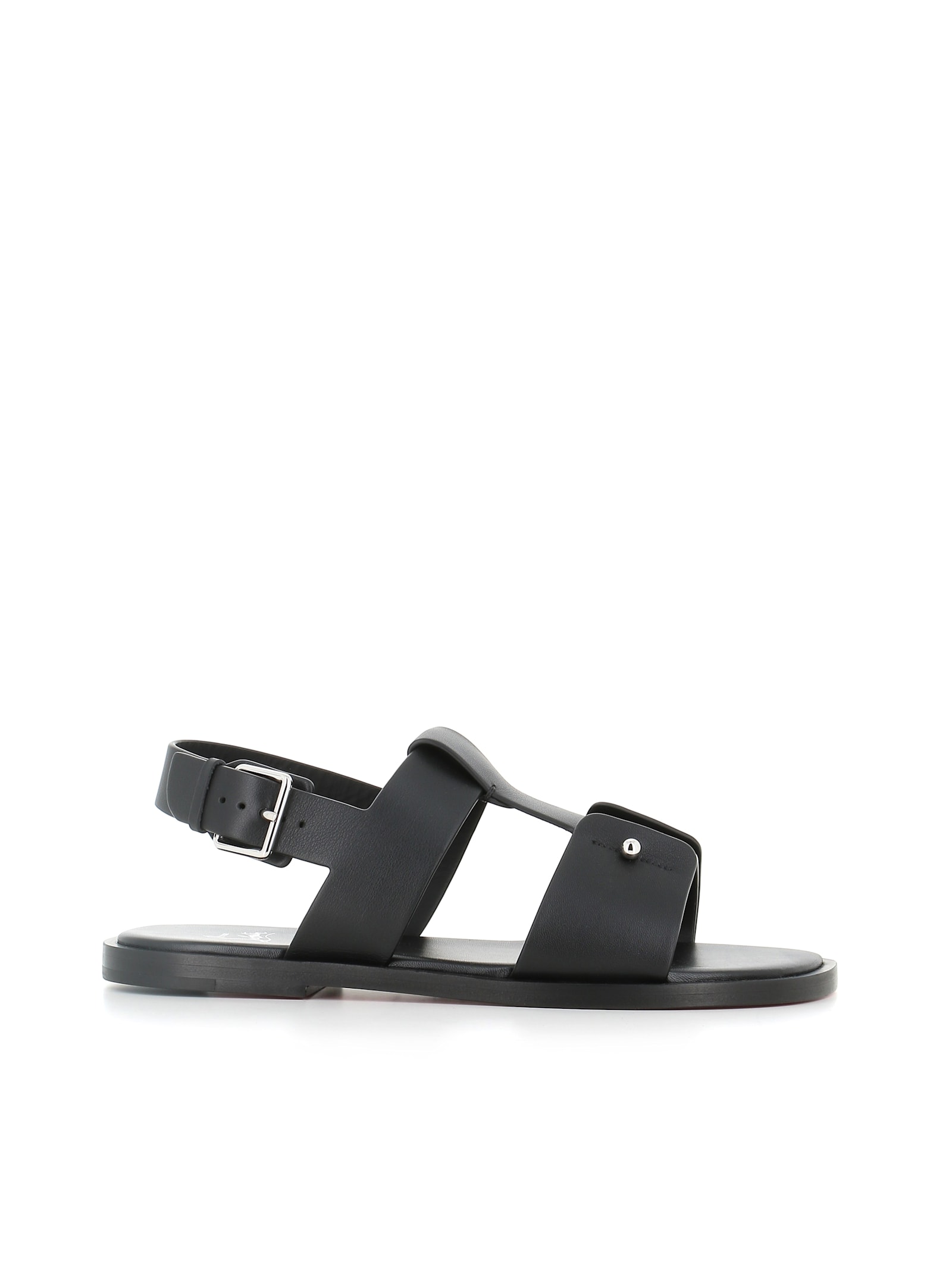 Christian Louboutin Chambeliss Sandal Flats In Black Leather In Black
