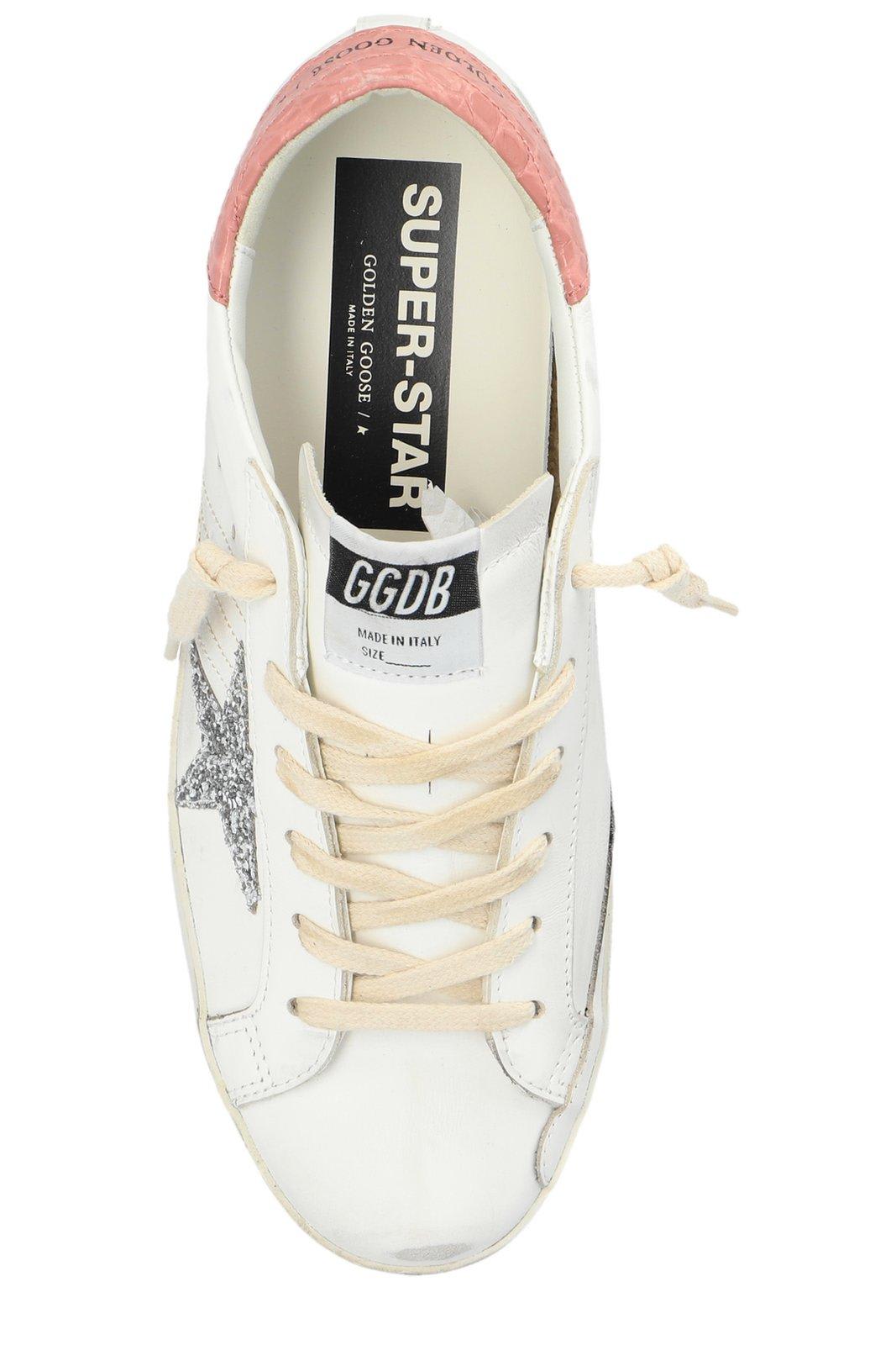 Shop Golden Goose Star Glittered Low-top Sneakers In Bianco