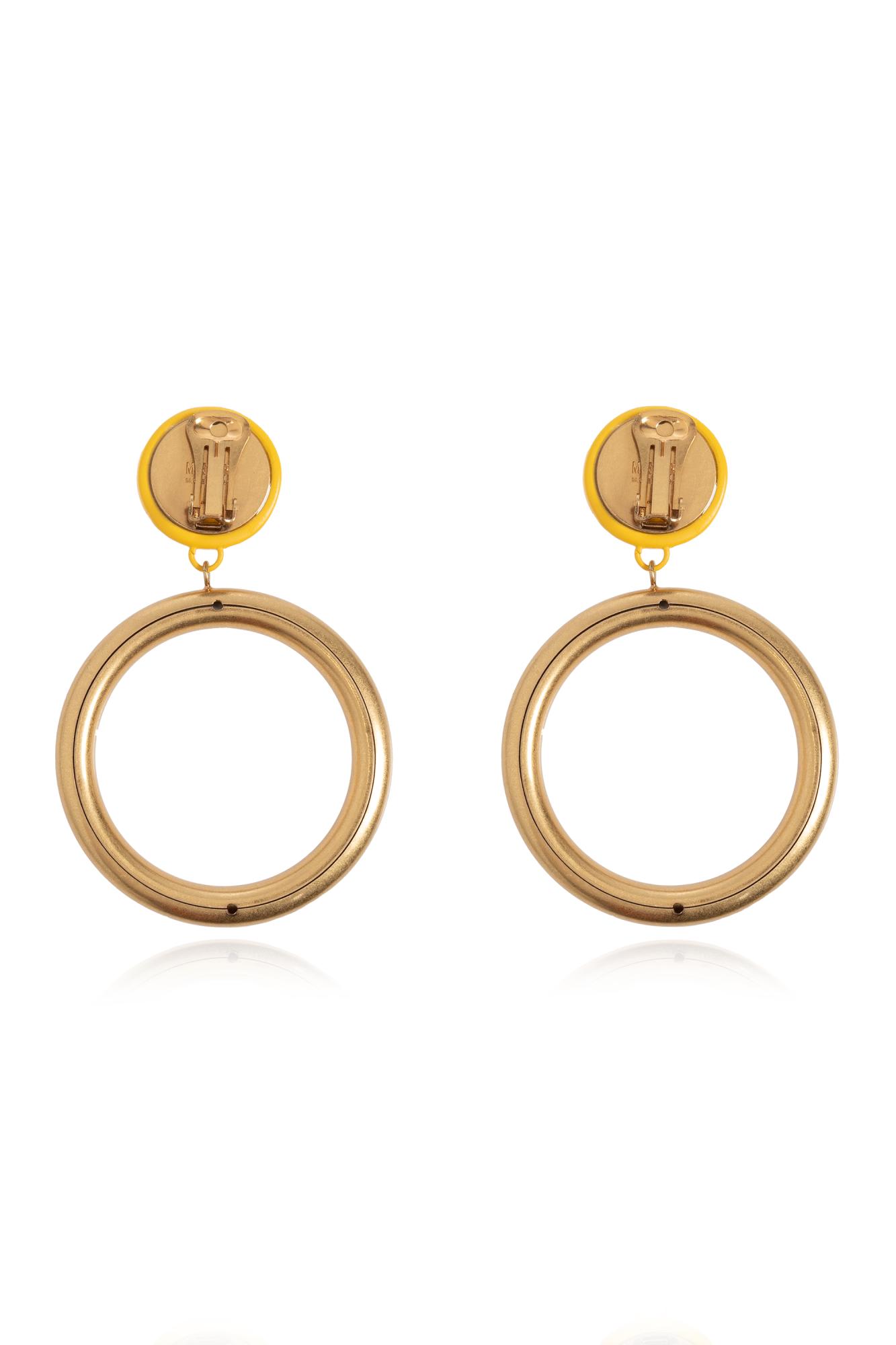 Moschino Round Smile-motif Earrings In Gold
