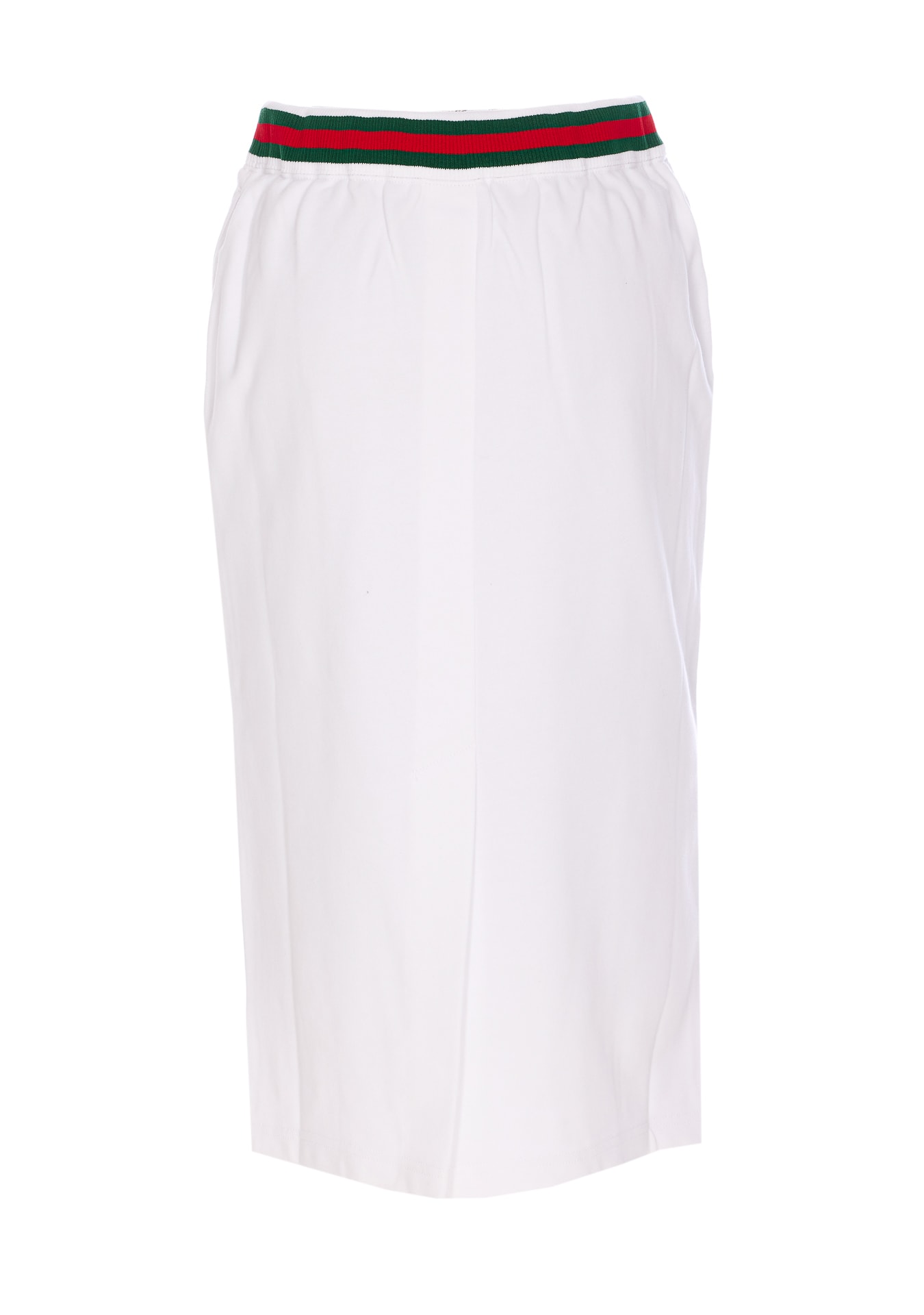 Gucci Jersey Skirt With Web Print In White