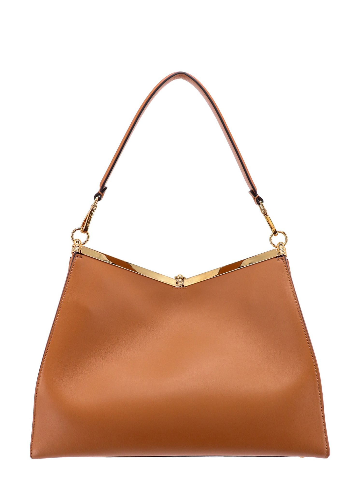 Etro Snap-lock Tote In Brown