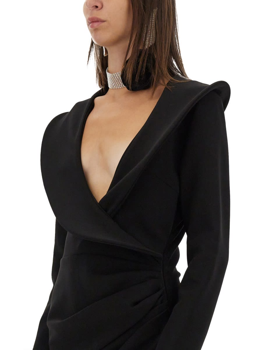 Magda Butrym Sculptural Mini Dress Featuring V-neckline In Black