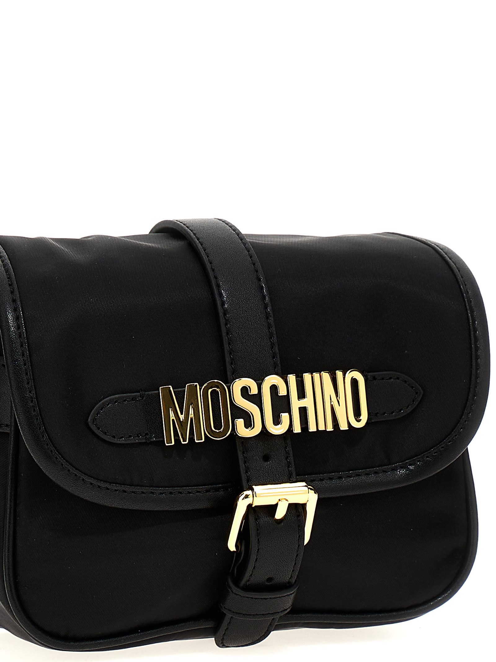 Shop Moschino Logo Shoulder Strap In Black