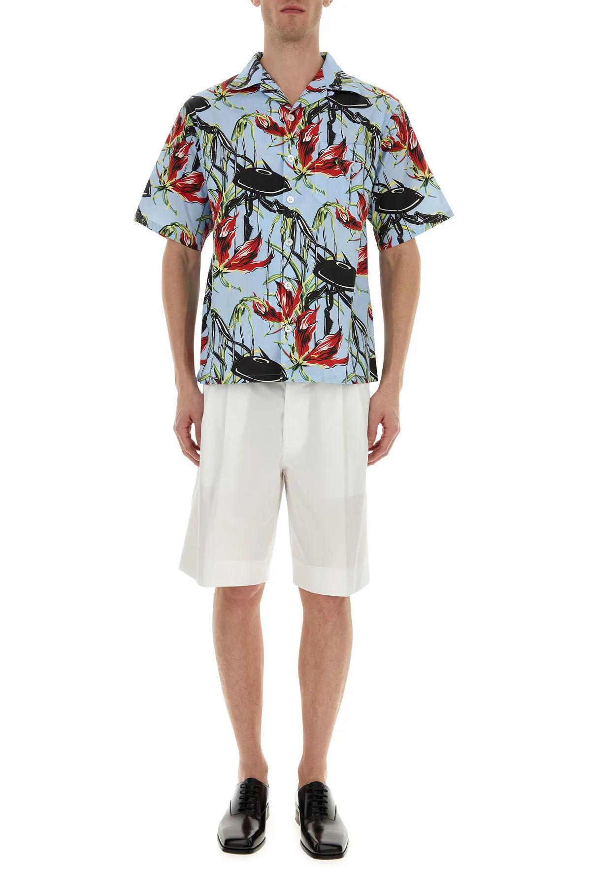 Shop Prada White Cotton Bermuda Shorts