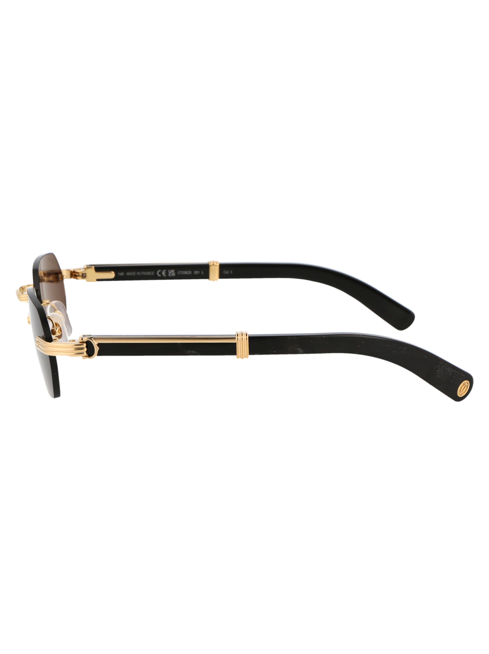 Shop Cartier Ct0362s Sunglasses In 001 Gold Black Grey