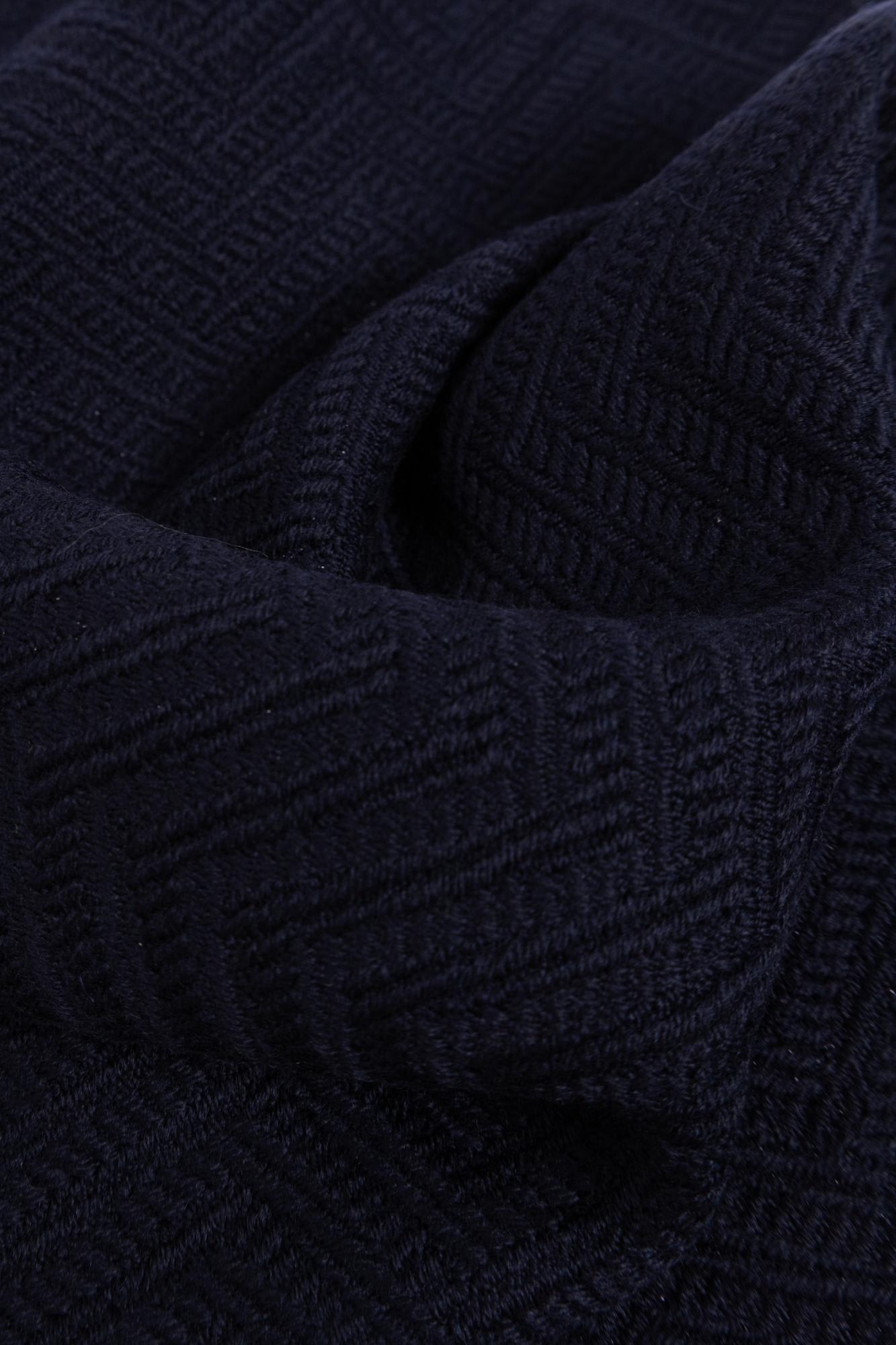 Emporio Armani Wool Scarf With Chevron Motif In Blue
