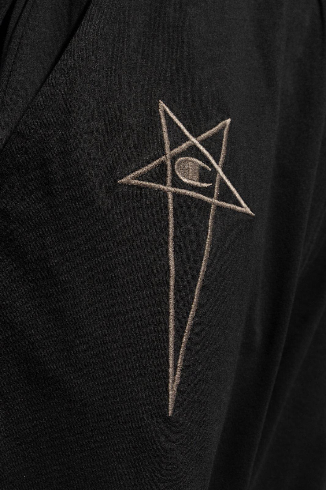 Shop Rick Owens X Champion Logo Embroidered Drawstring Pants In Black