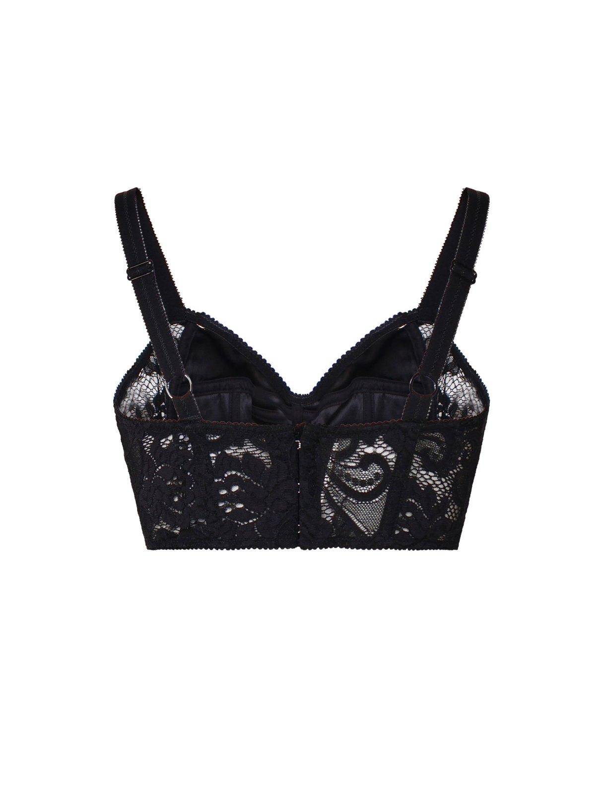 Shop Dolce & Gabbana Satin Lace Bralette Top In Black