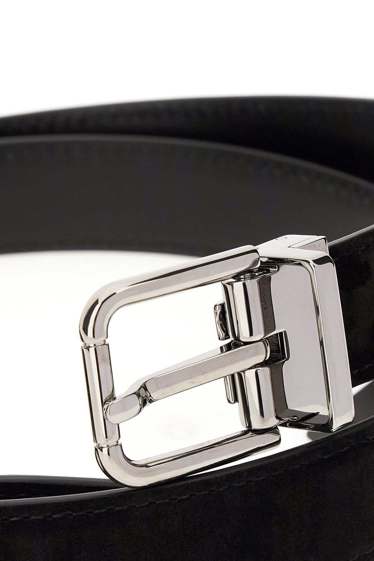 Shop Dolce & Gabbana Black Cashmere Reversible Belt In Nero