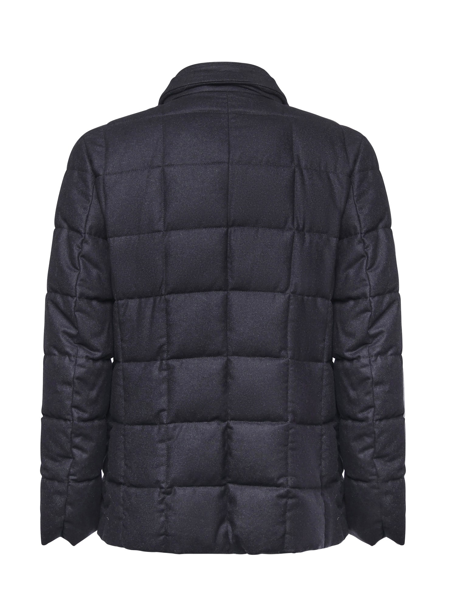 Fay Short Down Jacket In Carded Wool Flannel In Blue