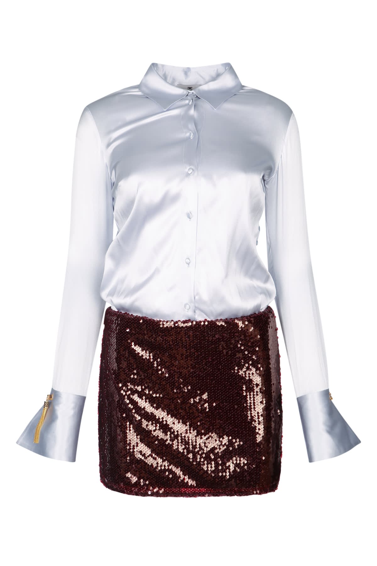 Elisabetta Franchi Shirt Dress And Sequin Mini Skirt In White