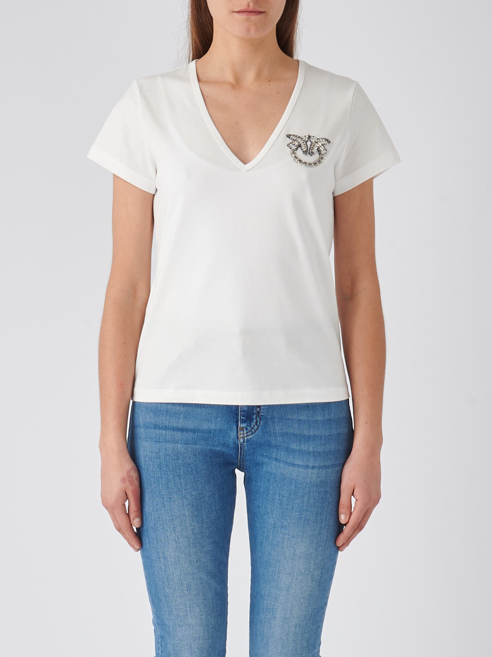 Shop Pinko Turbato T-shirt In Bianco