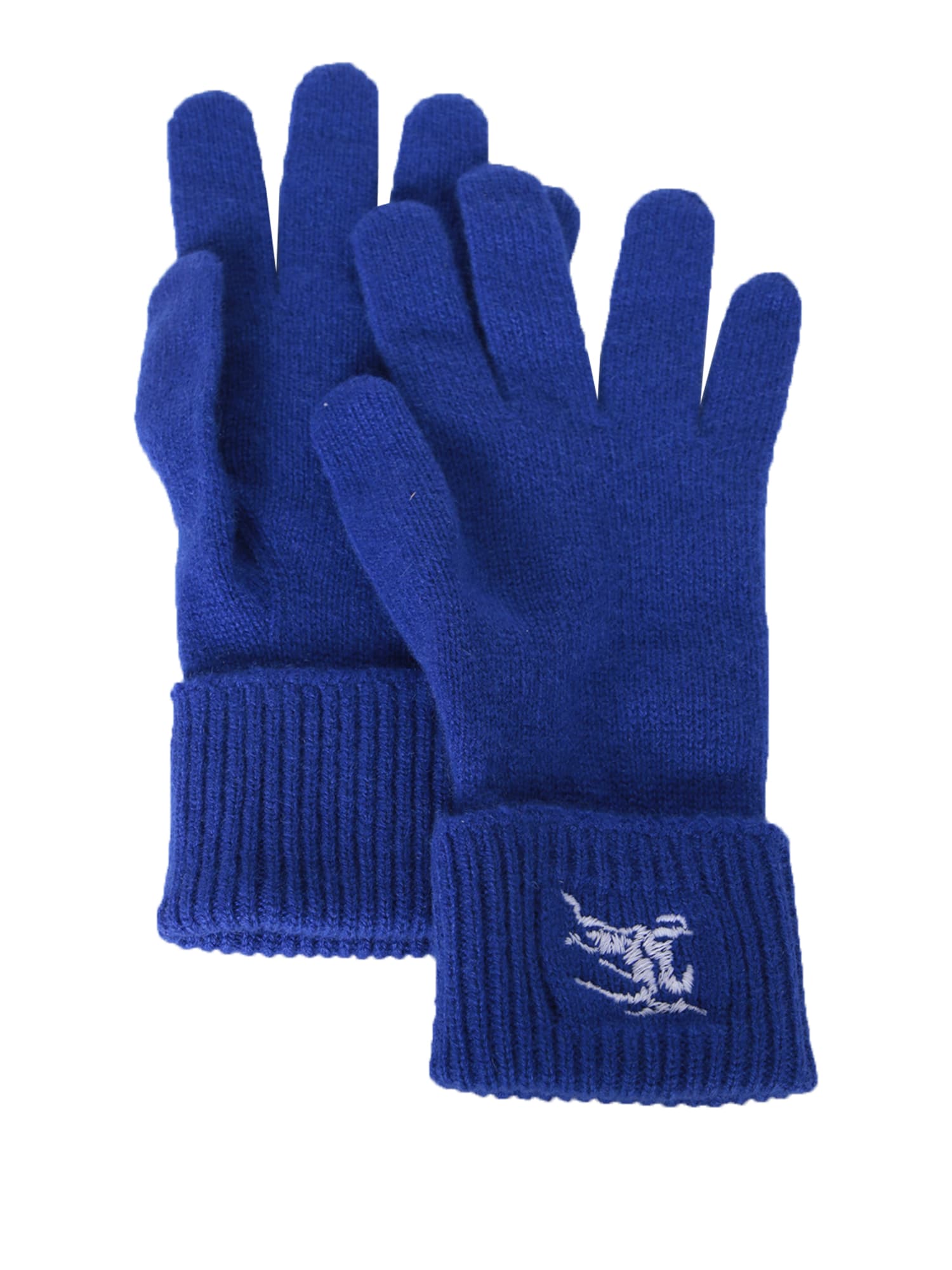 Shop Burberry Cashmere-blend Blue Gloves