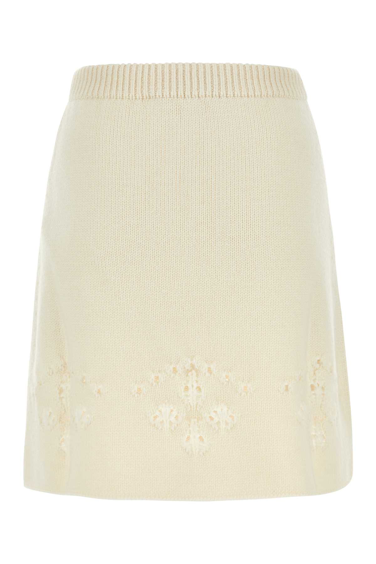 Shop Chloé Ivory Wool Skirt In Iconicmilk