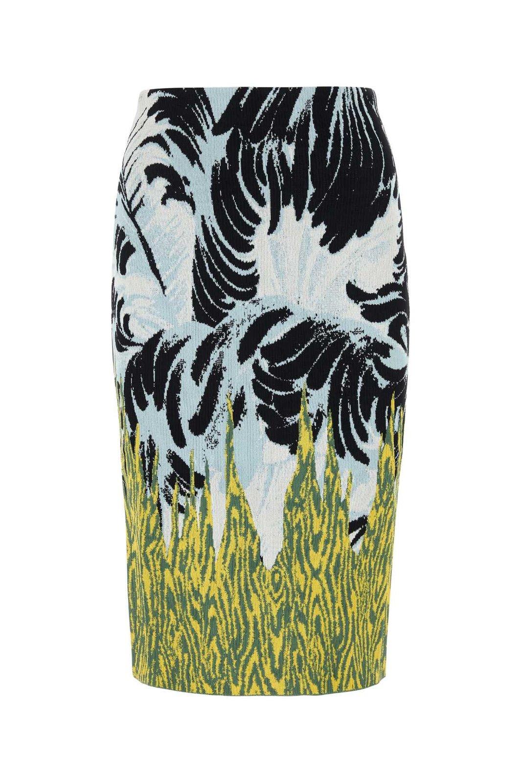 Shop Bottega Veneta Graphic Jacquard Midi Skirt In Multiyellow