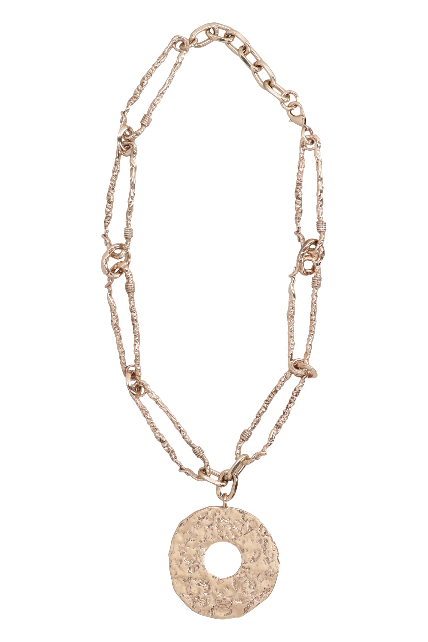 Weekend Max Mara Hammered-circle Pendant Necklace In Gold
