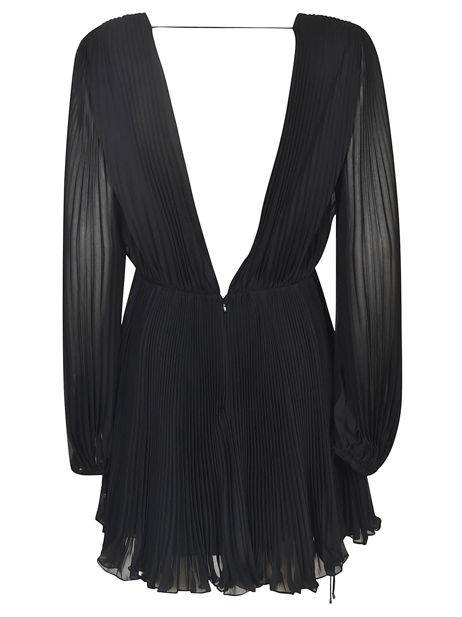 Shop Max Mara Pleated V-neck Dress In Black