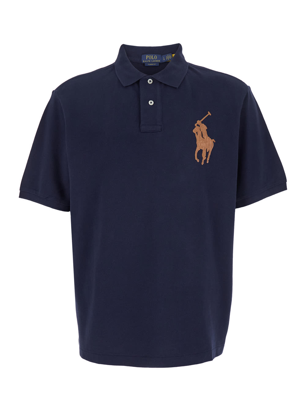 Polo Ralph Lauren Blue Polo With Classic Collar And Maxi Pony Logo On The Front