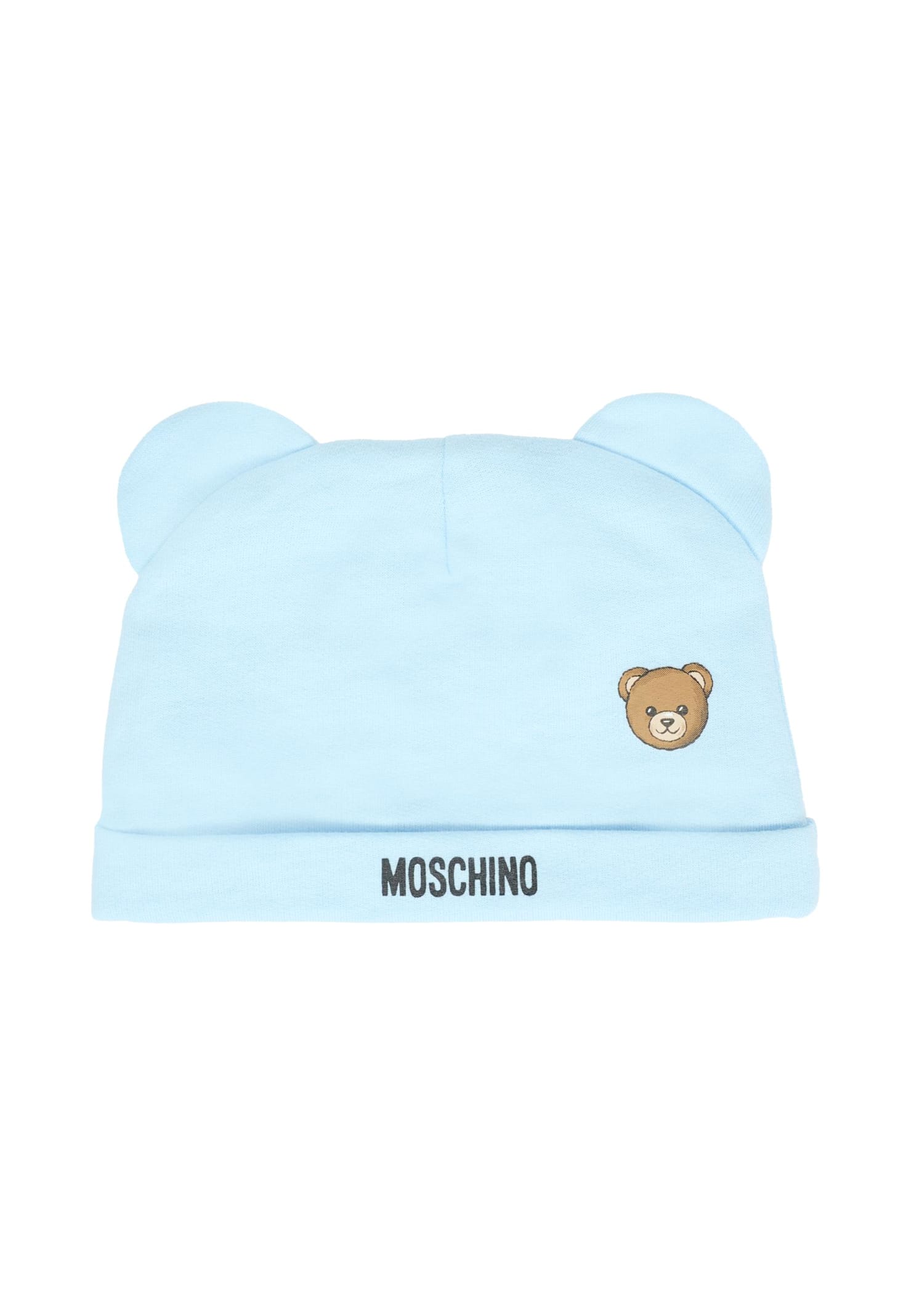 Moschino Light Blue Babygrow Set For Baby Boy With Teddy Bear In Blue