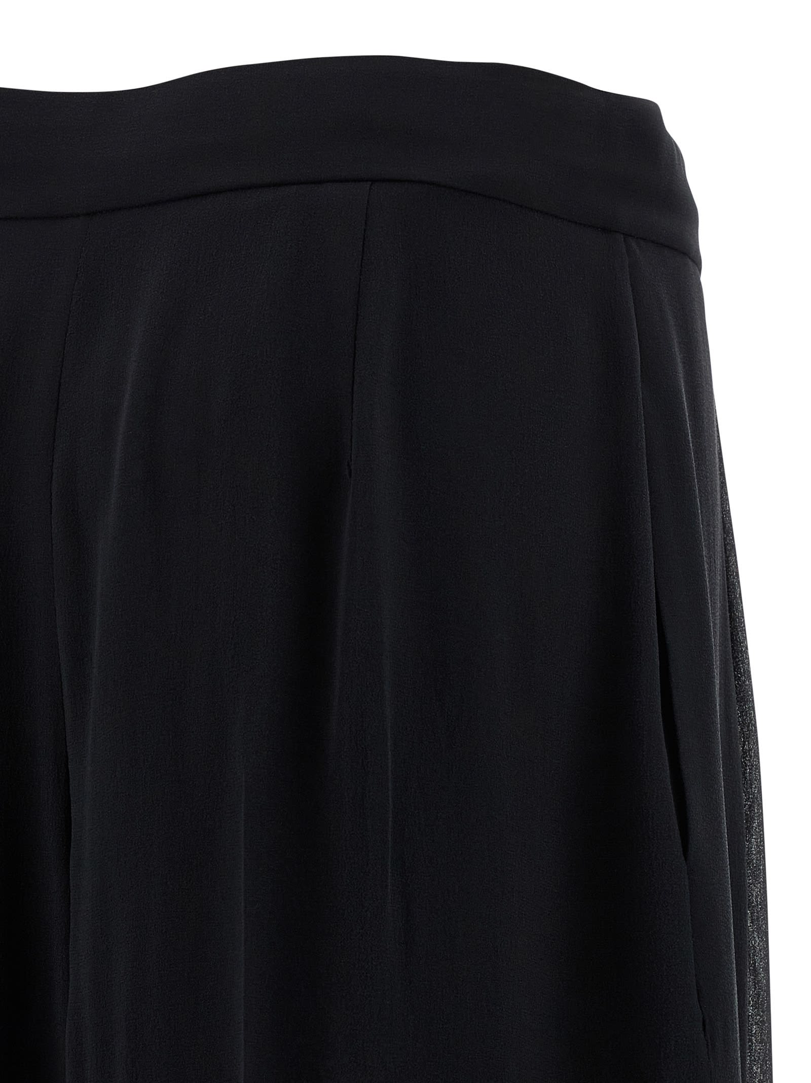 Alberta Ferretti Wide Leg Silk Trousers With Sheer Panels In Black