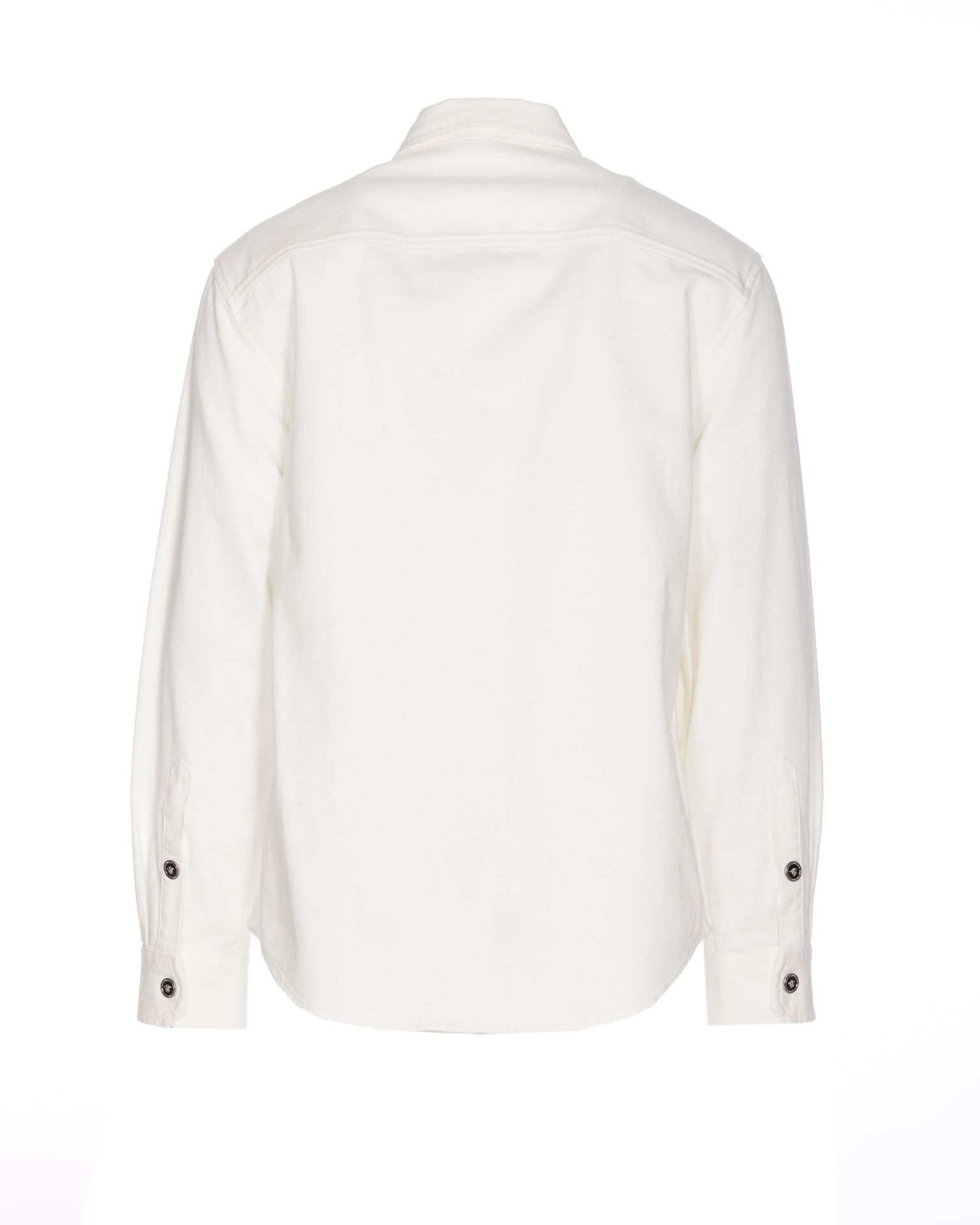 Shop Versace Medusa Denim Shirt In White