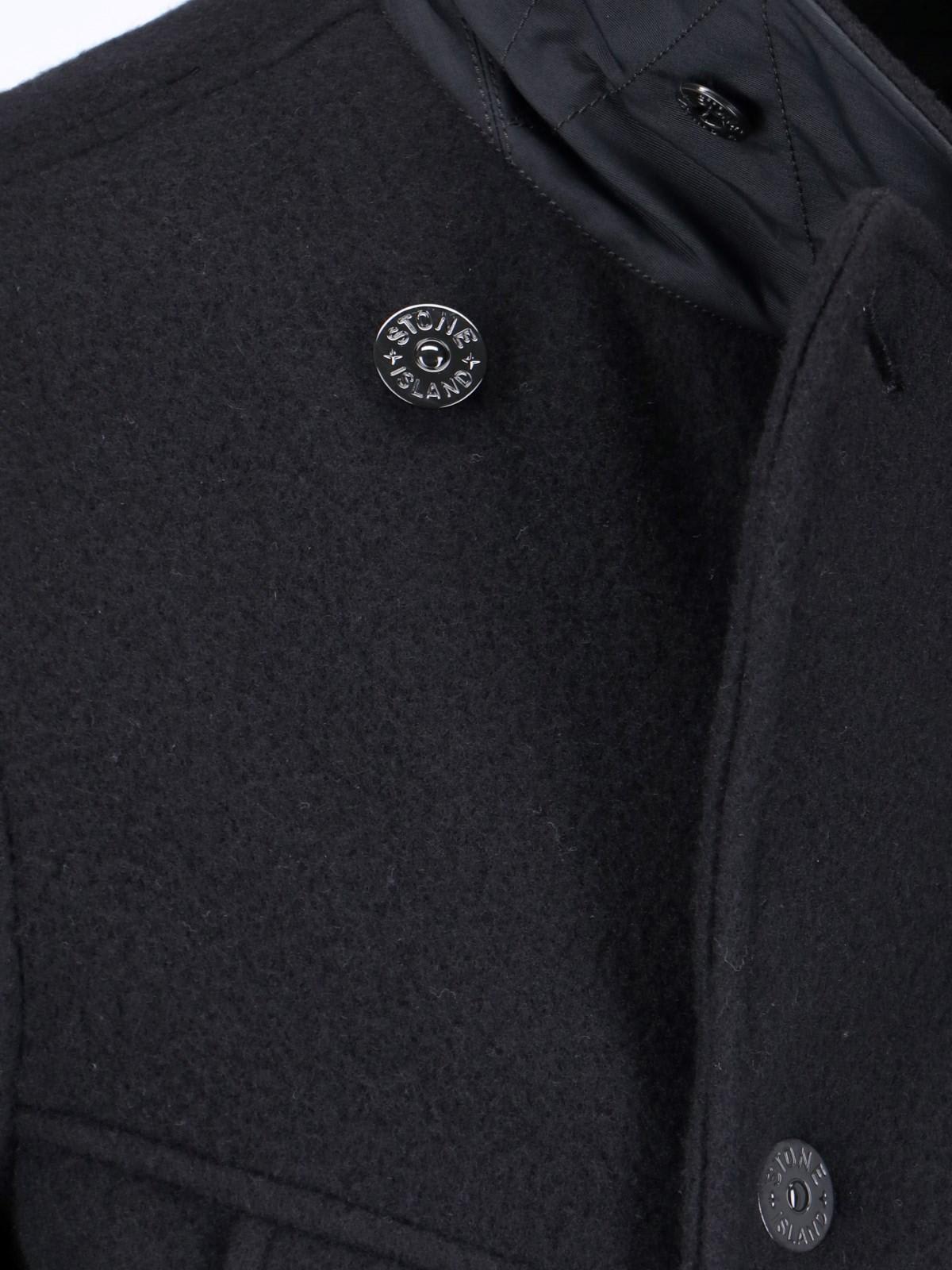 Shop Stone Island Ghost Double-breasted Coat In V0029 Black