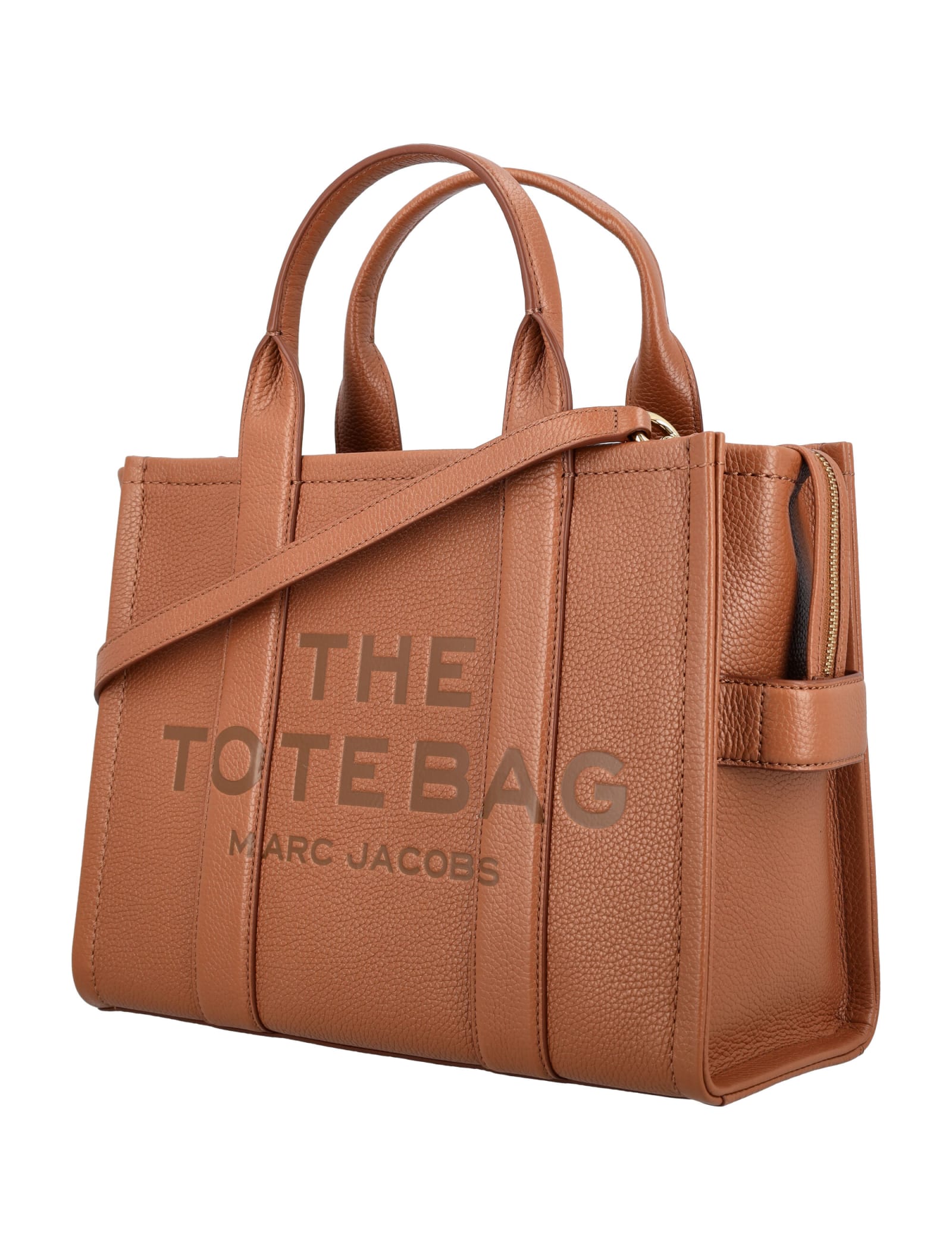 Shop Marc Jacobs The Leather Medium Tote Bag In Argan Oil