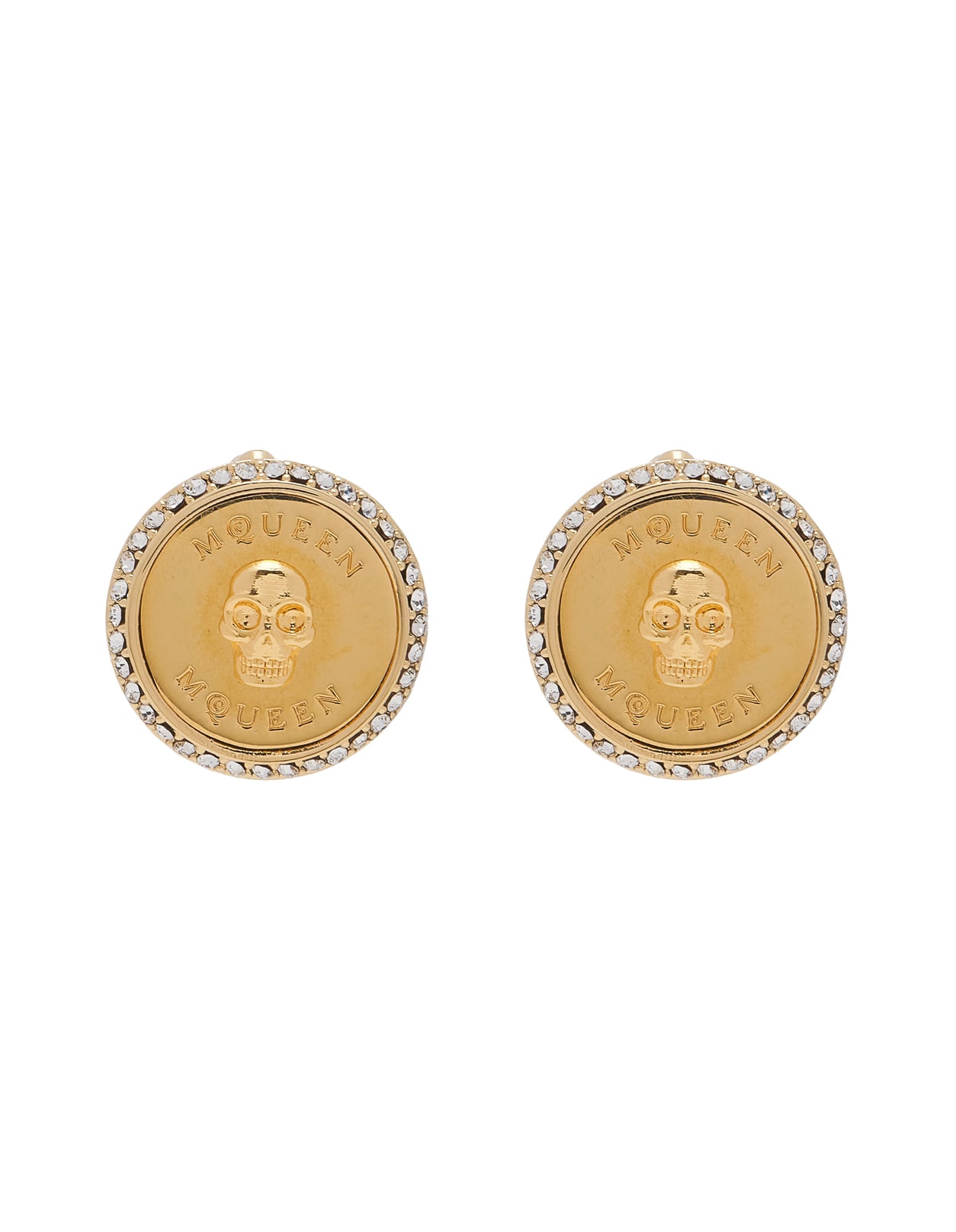 Shop Alexander Mcqueen Gold Sovereign Skull Earrings In Golden