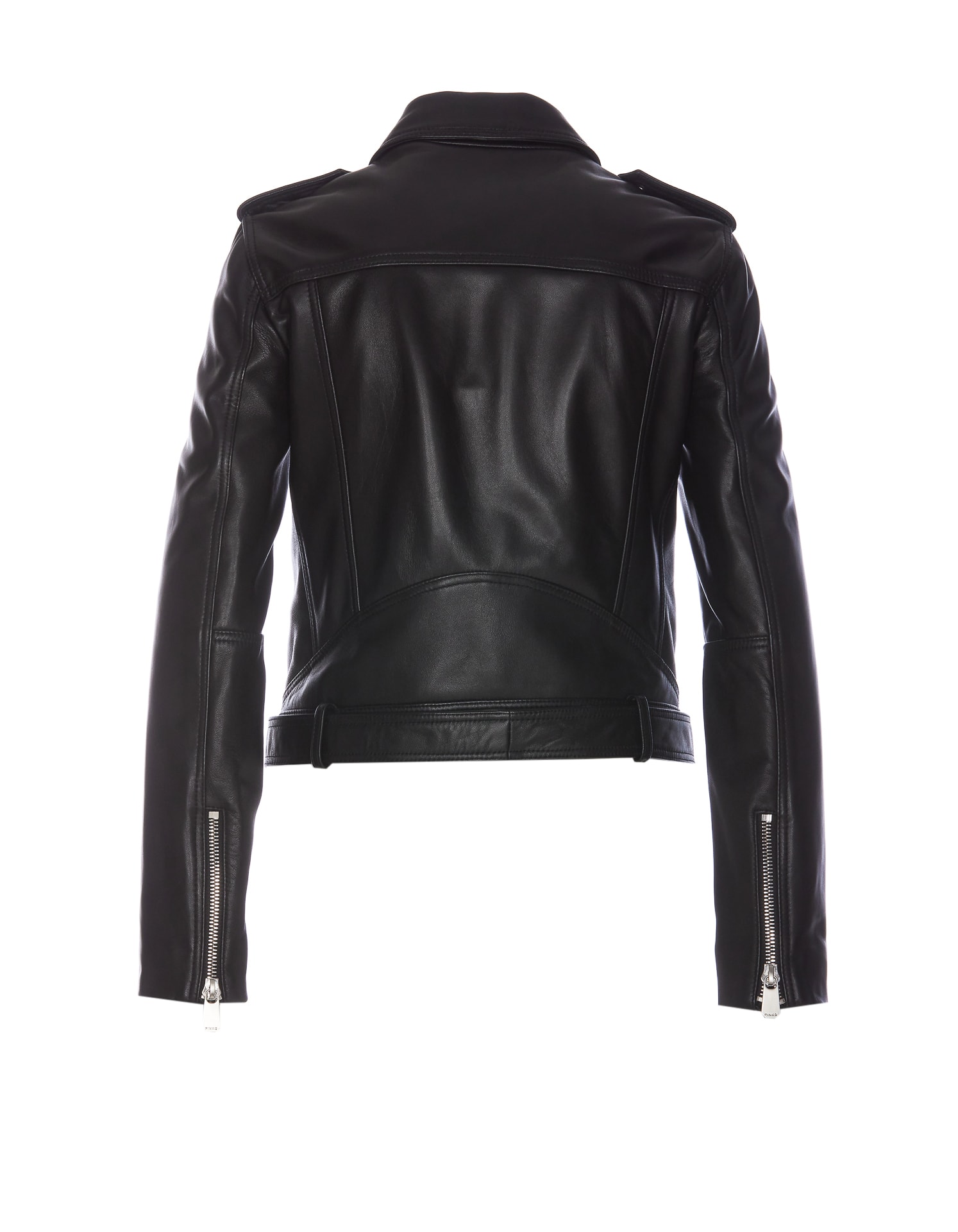 Shop Pinko Rica Leather Biker In Black