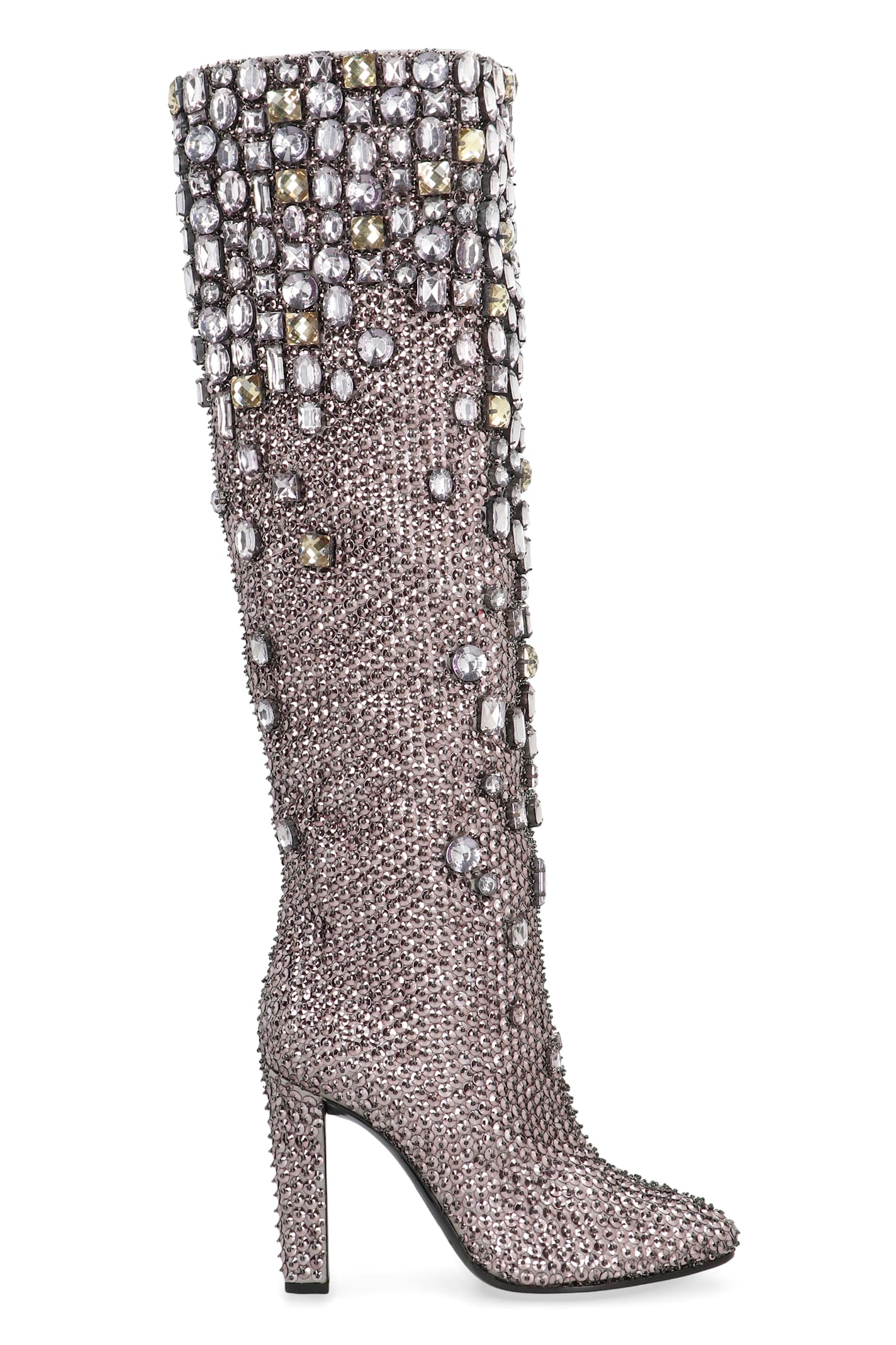 Alberta Ferretti Knee-high Boots With Studs And Crystals