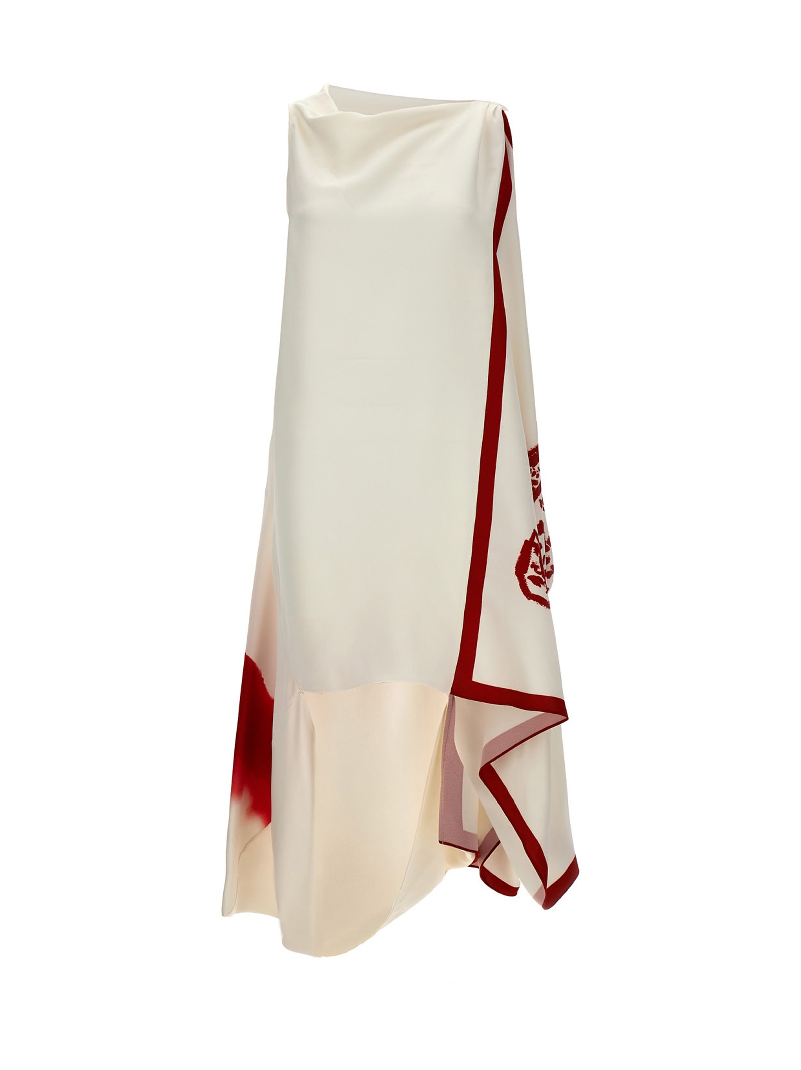 Ferragamo Asymmetric Midi Dress In Multicolor