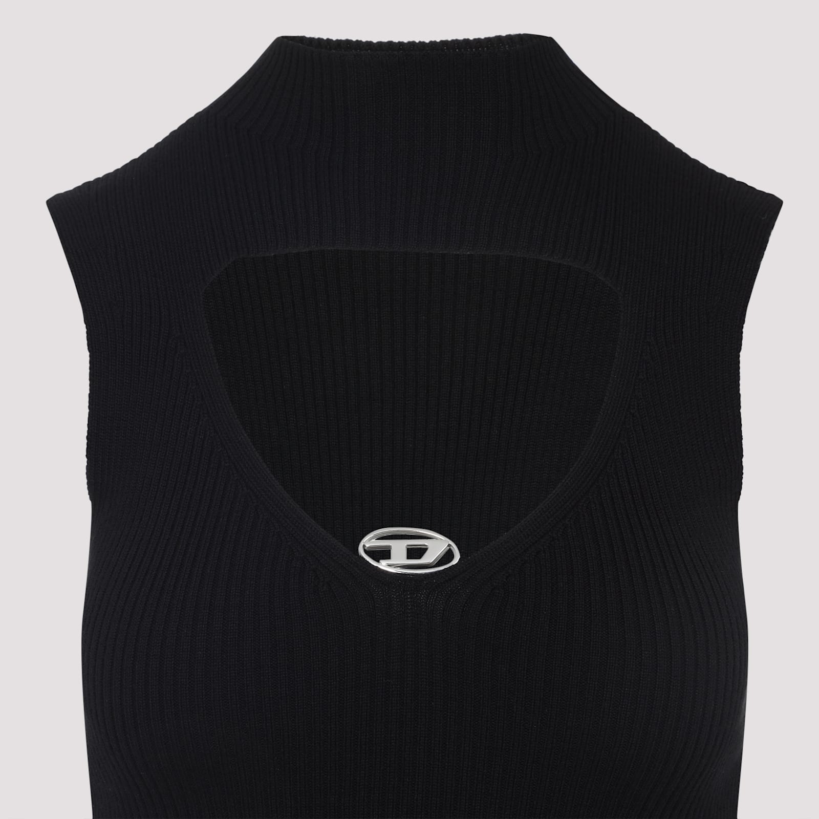 Diesel Womens 9xx M-olini Short Sleeveless Wool Knitted Mini Dress In Black